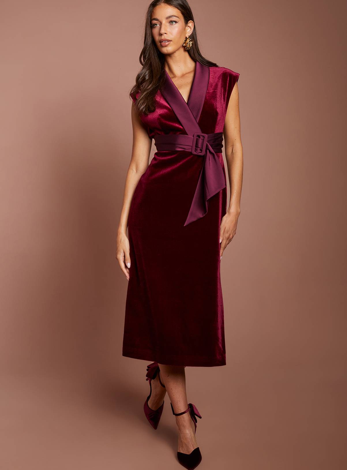 COAST Velvet Tux Midi Dress With Satin Lapel 18 - Image 1