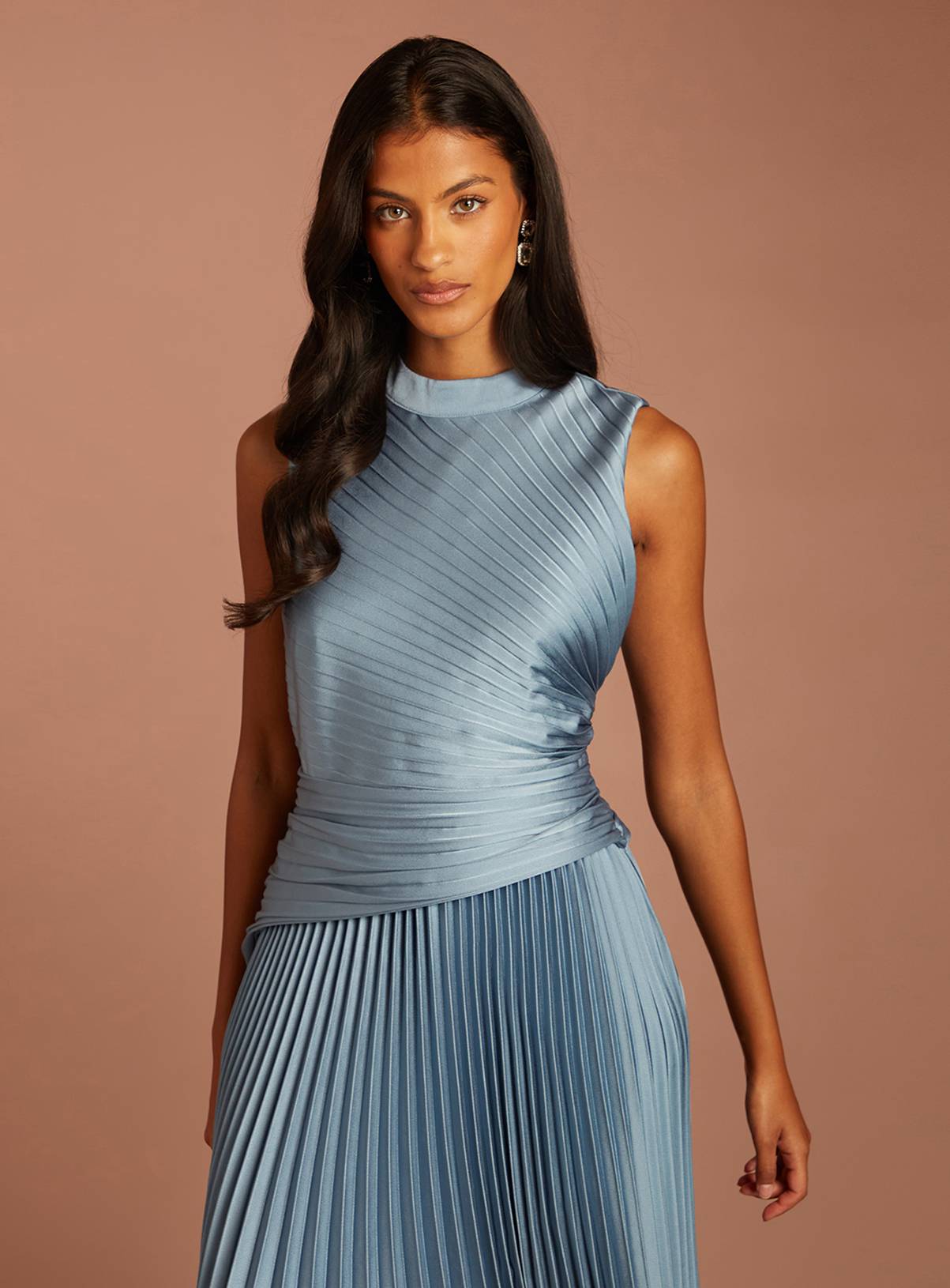 COAST Pleated Detail Bodice and Skirt Sleeveless Midi Dress 14 - Image 2