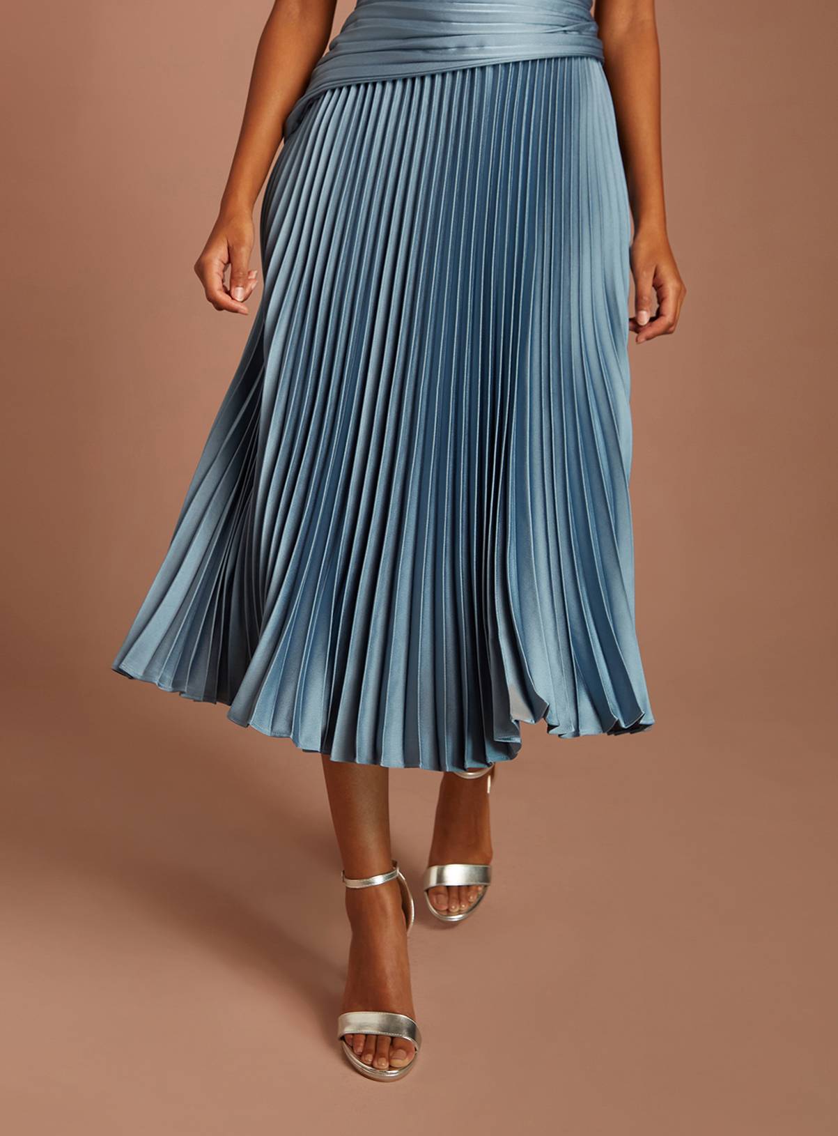 COAST Pleated Detail Bodice and Skirt Sleeveless Midi Dress 14 - Image 4