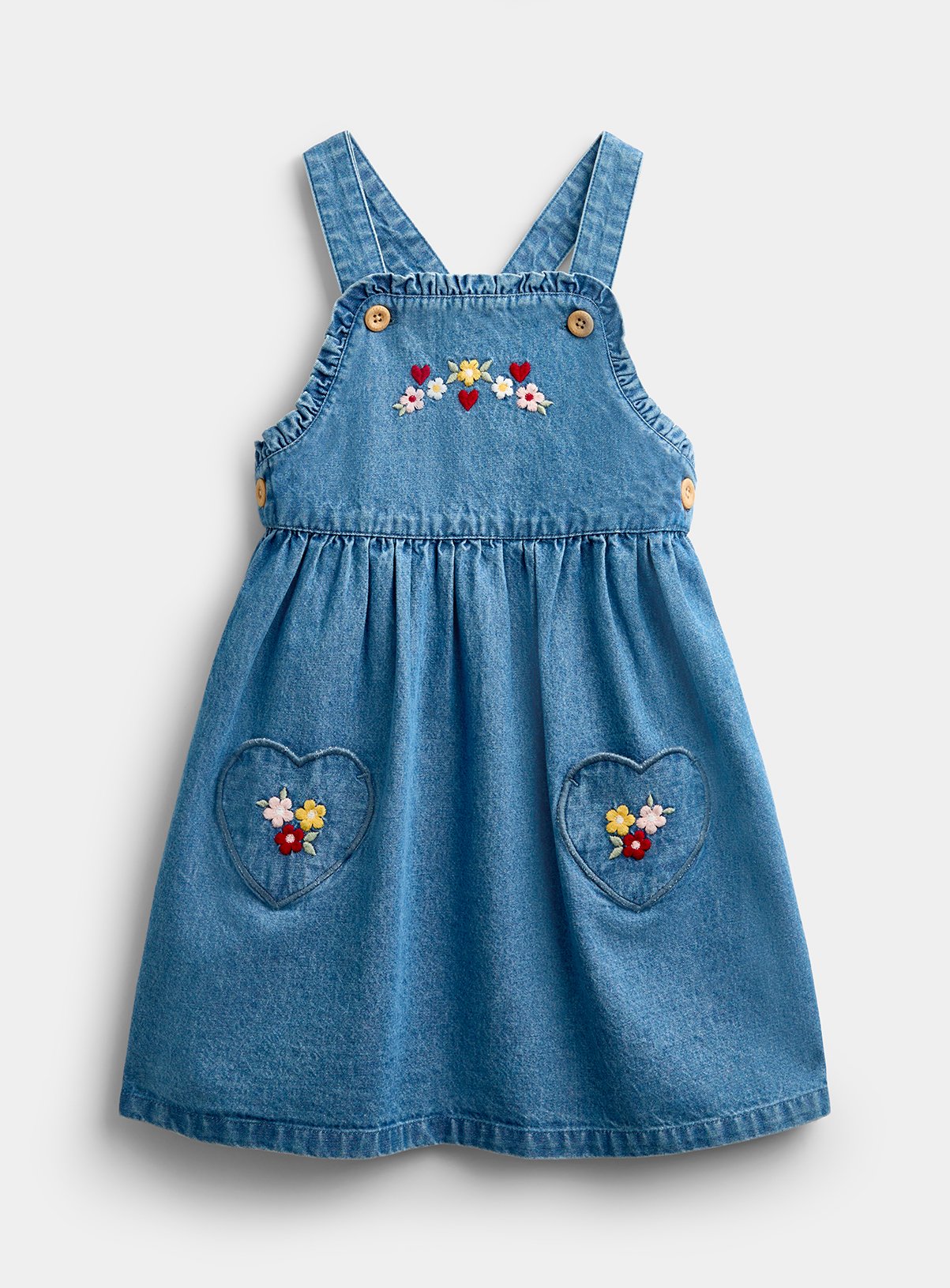 JOJO MAMAN BÉBÉ Shirt and Heart Pocket Dress Set Light Wash Denim 12-18 months - Image 4 thumbnail
