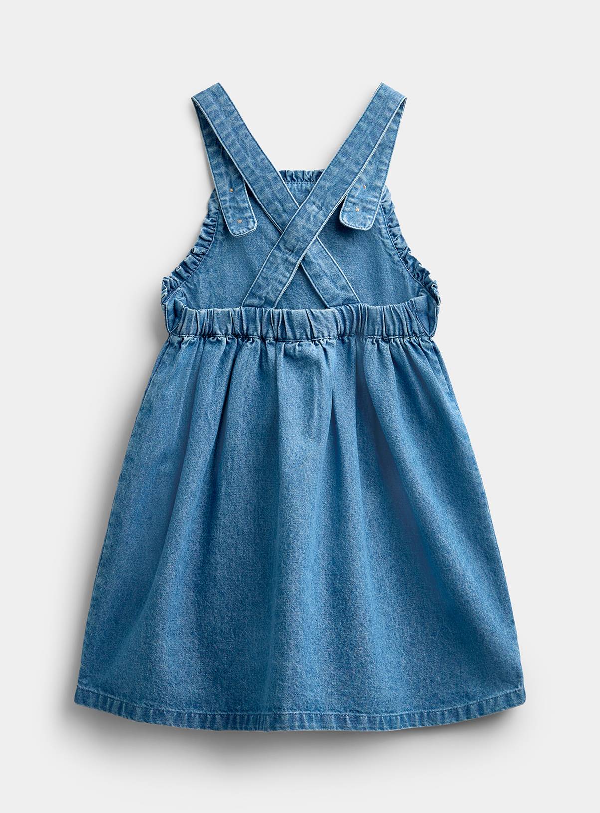 JOJO MAMAN BÉBÉ Shirt and Heart Pocket Dress Set Light Wash Denim 12-18 months - Image 5