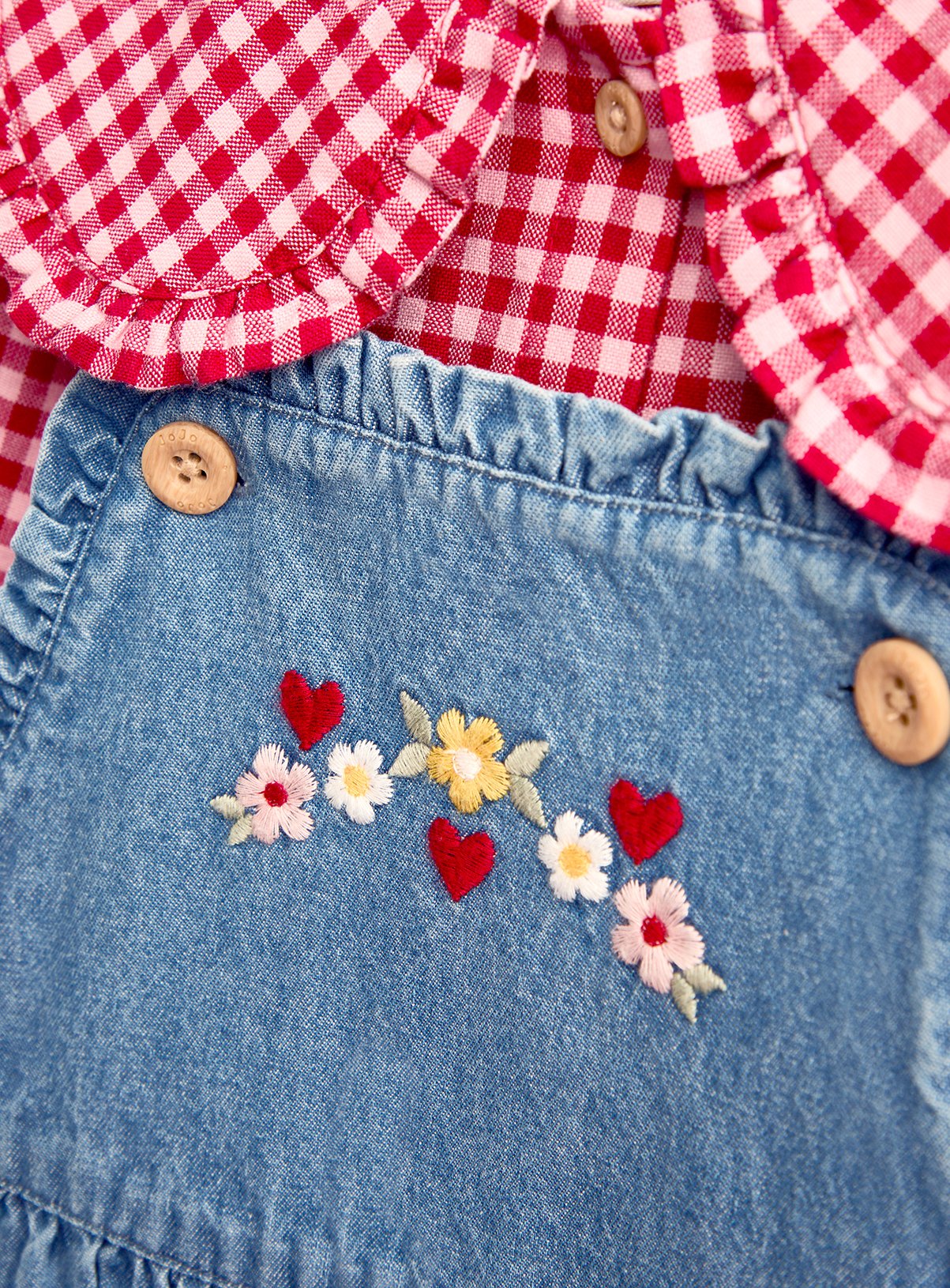 JOJO MAMAN BÉBÉ Shirt and Heart Pocket Dress Set Light Wash Denim 12-18 months - Image 6 thumbnail