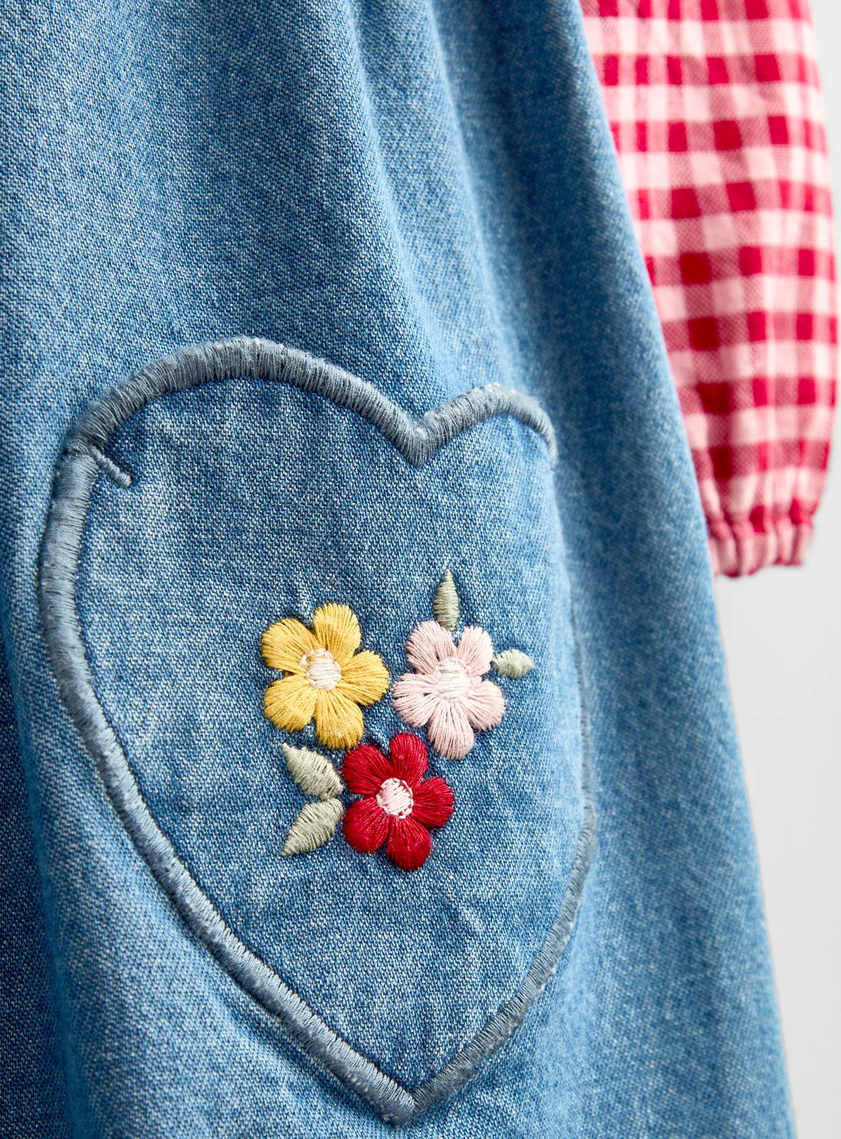 JOJO MAMAN BÉBÉ Shirt and Heart Pocket Dress Set Light Wash Denim 12-18 months - Image 7