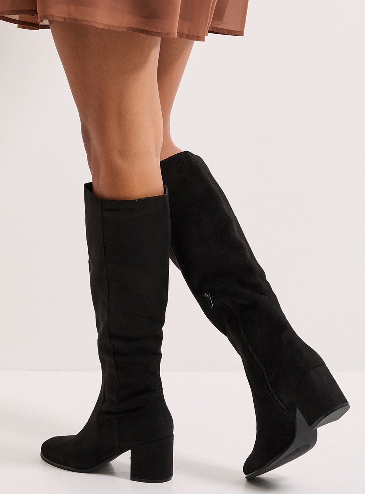 DOROTHY PERKINS Keely Round Toe Medium Block Heel Knee High Boots 8 - Image 3 thumbnail