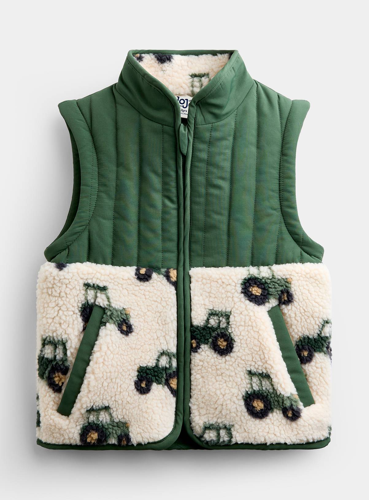 JOJO MAMAN BÉBÉ 2 In1 Tractor Teddy Borg Fleece Jacket Khaki Green 18-24 months - Image 3