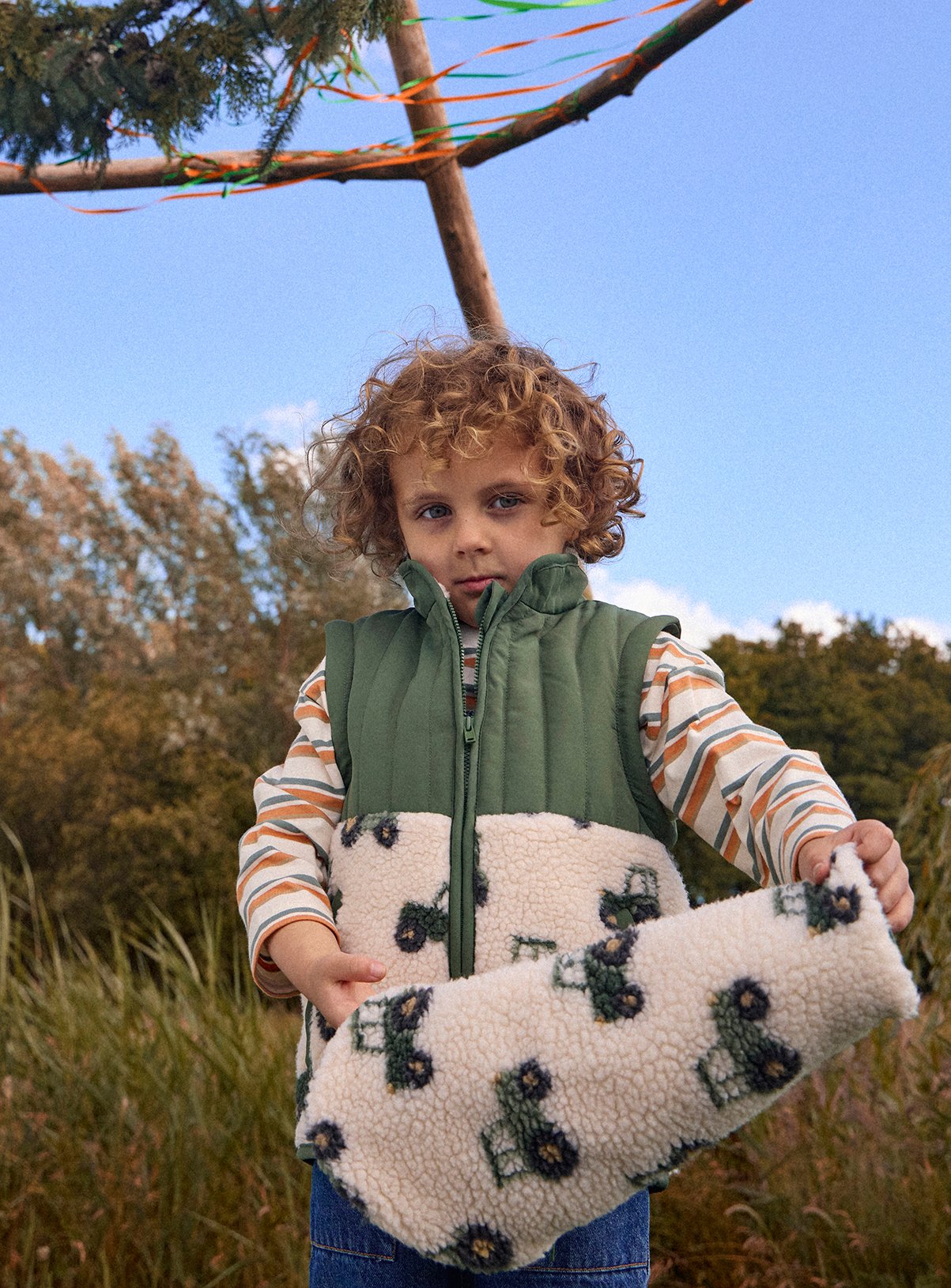 JOJO MAMAN BÉBÉ 2 In1 Tractor Teddy Borg Fleece Jacket Khaki Green 18-24 months - Image 7 thumbnail
