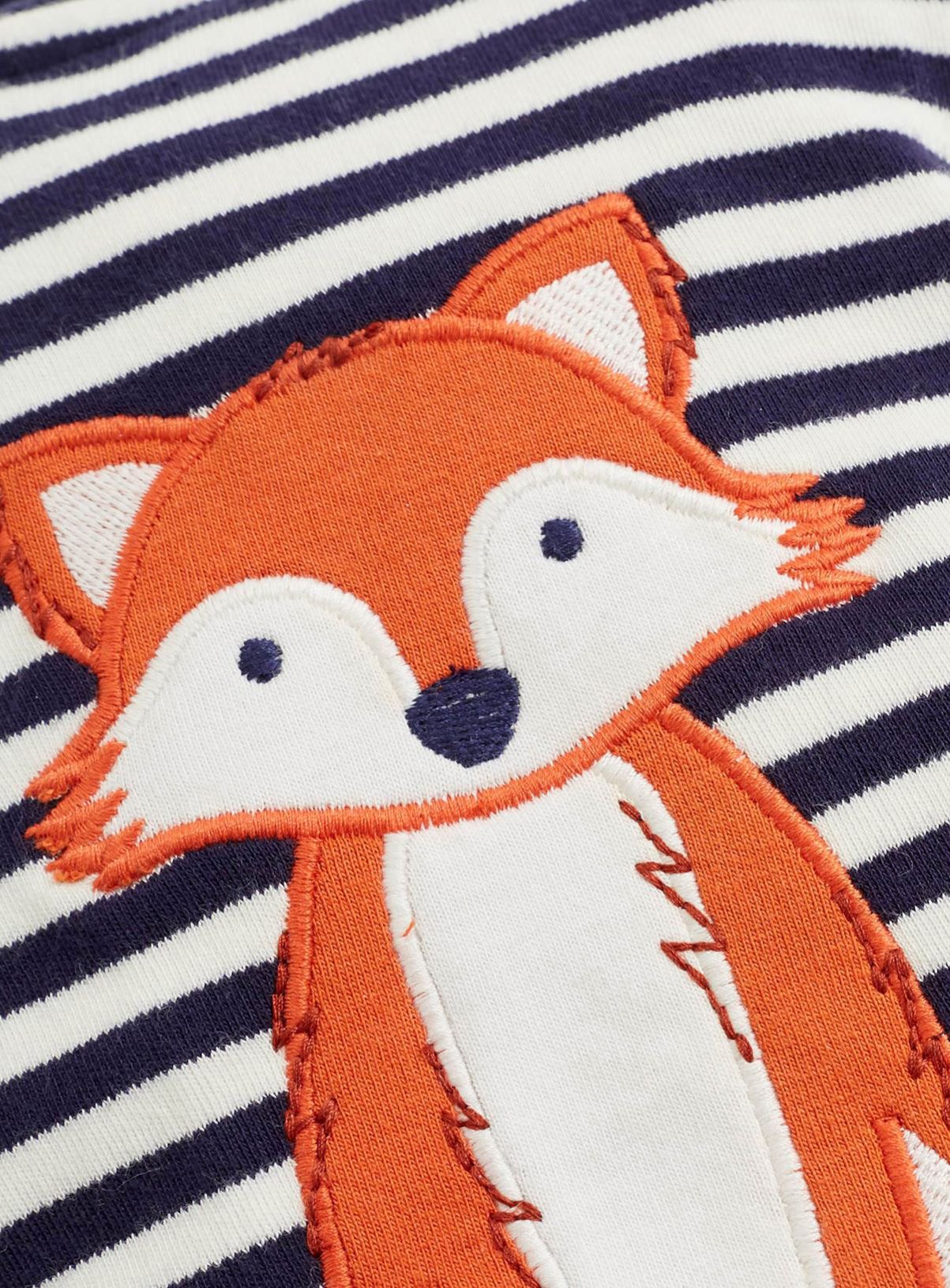 JOJO MAMAN BÉBÉ Fox Applique Zip Sleepsuit Navy Ecru Stripe Newborn - Image 3 thumbnail