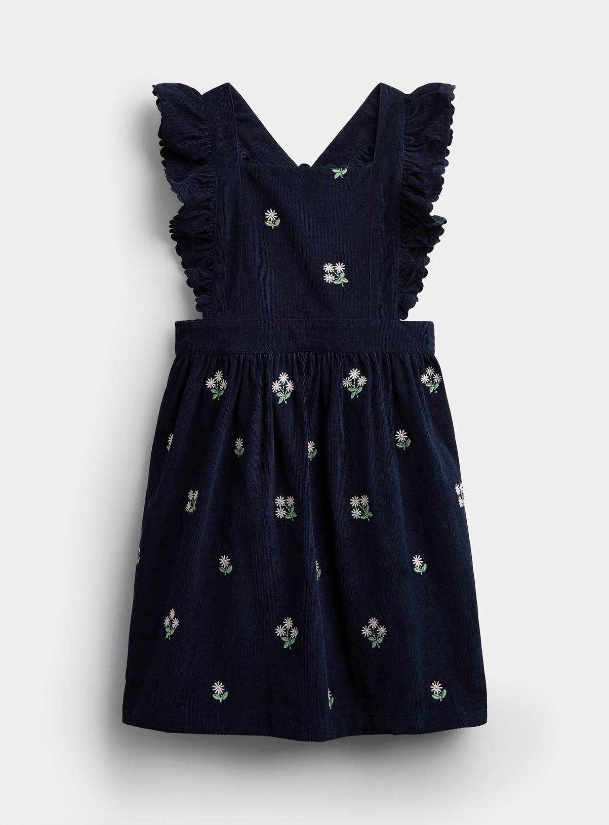 JOJO MAMAN BÉBÉ Embroidered Cord Pinafore Dress and Blouse Set Navy Blue 18-24 months - Image 4