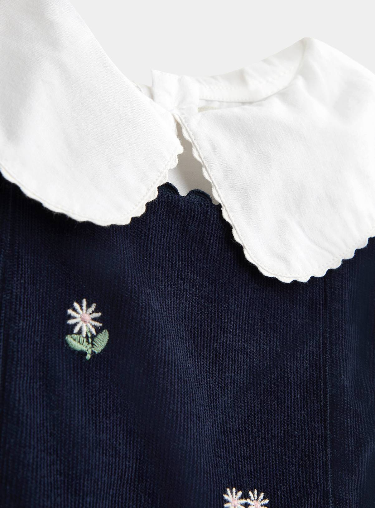 JOJO MAMAN BÉBÉ Embroidered Cord Pinafore Dress and Blouse Set Navy Blue 18-24 months - Image 6