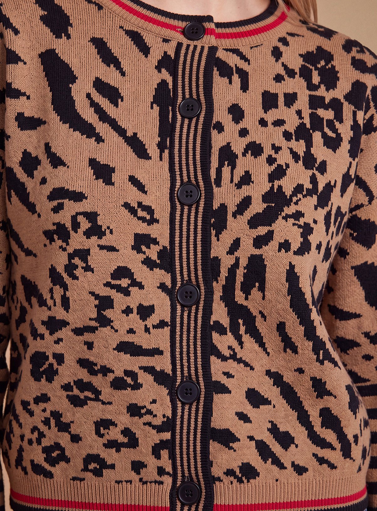 DOROTHY PERKINS Animal Button Up Crew Neck Cardigan M - Image 4 thumbnail