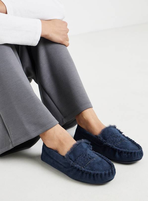 JD WILLIAMS Cut Out Loafer Slipper Wide Fit Navy 7