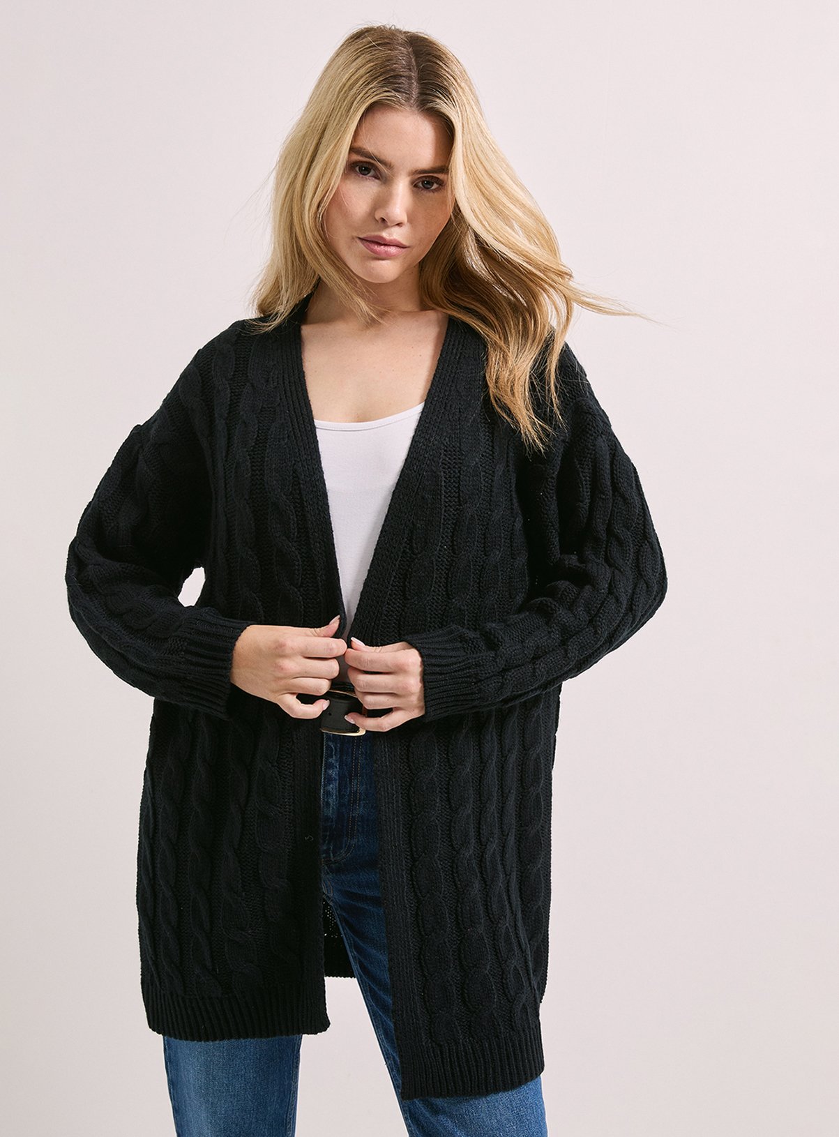 DOROTHY PERKINS Chunky Longline Multi Cable Cardigan M - Image 1 thumbnail