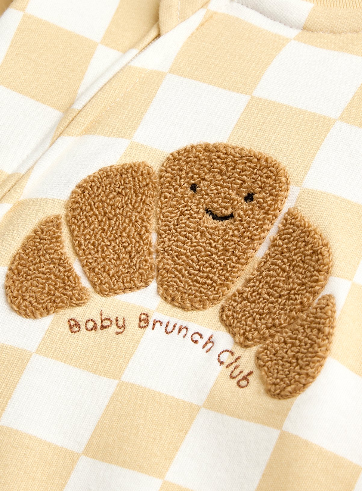 JOJO MAMAN BÉBÉ Croissant Applique Zip Sleepsuit Natural Newborn - Image 6 thumbnail