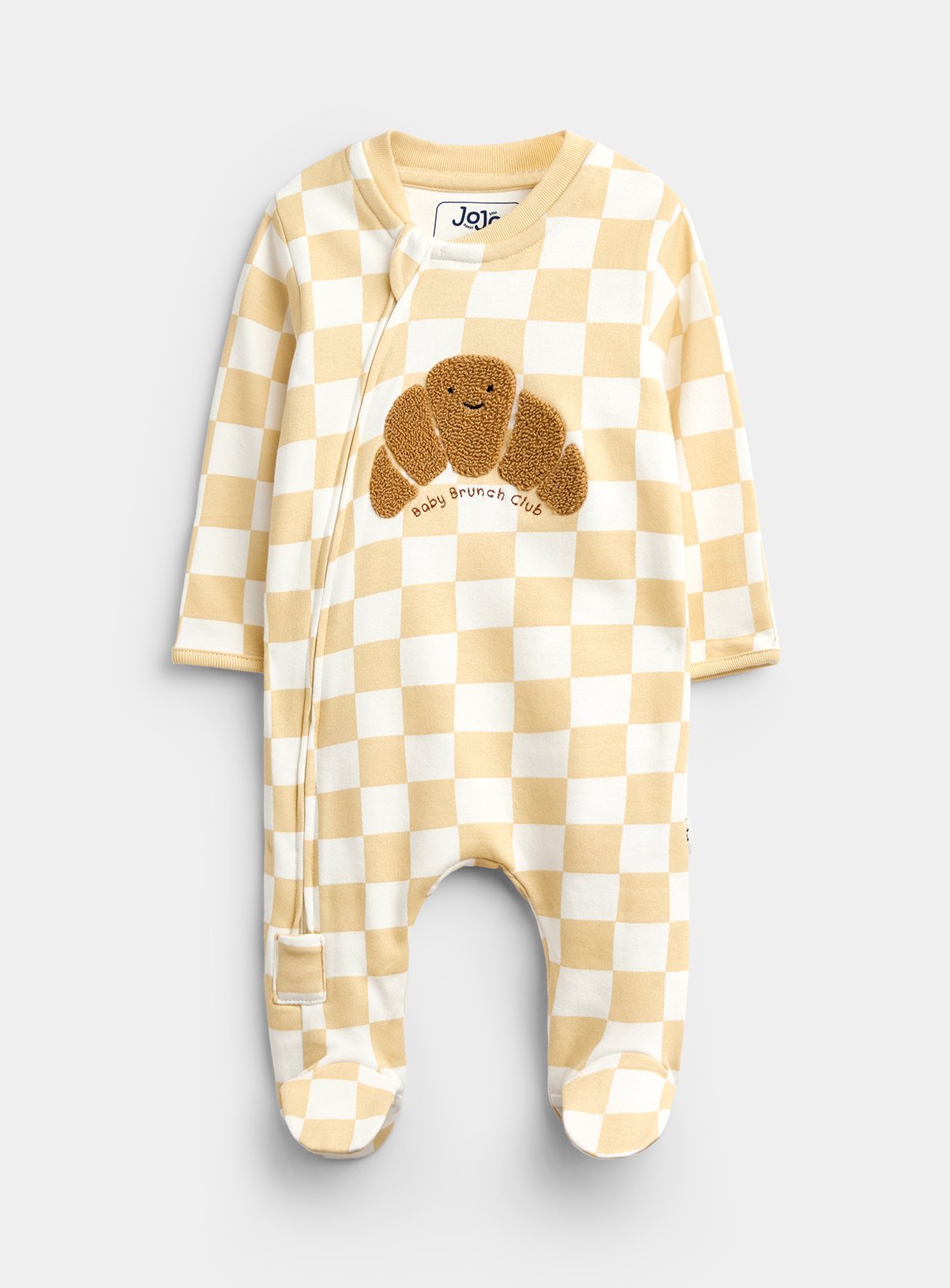 JOJO MAMAN BÉBÉ Croissant Applique Zip Sleepsuit Natural Newborn - Image 7 thumbnail