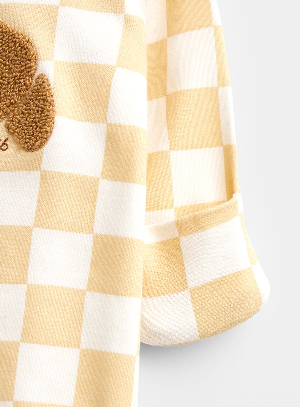 JOJO MAMAN BÉBÉ Croissant Applique Zip Sleepsuit Natural Newborn - Image 8 thumbnail