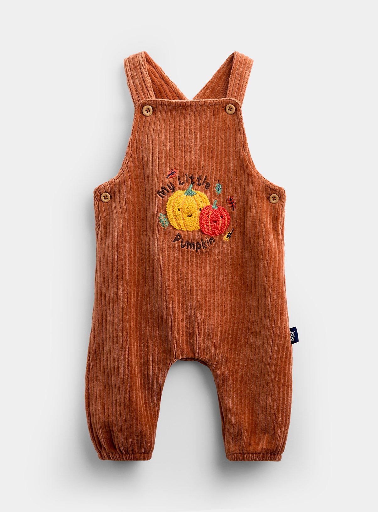 JOJO MAMAN BÉBÉ 2 Piece Pumpkin Dungaree Set Orange Up To 3 mths - Image 4 thumbnail