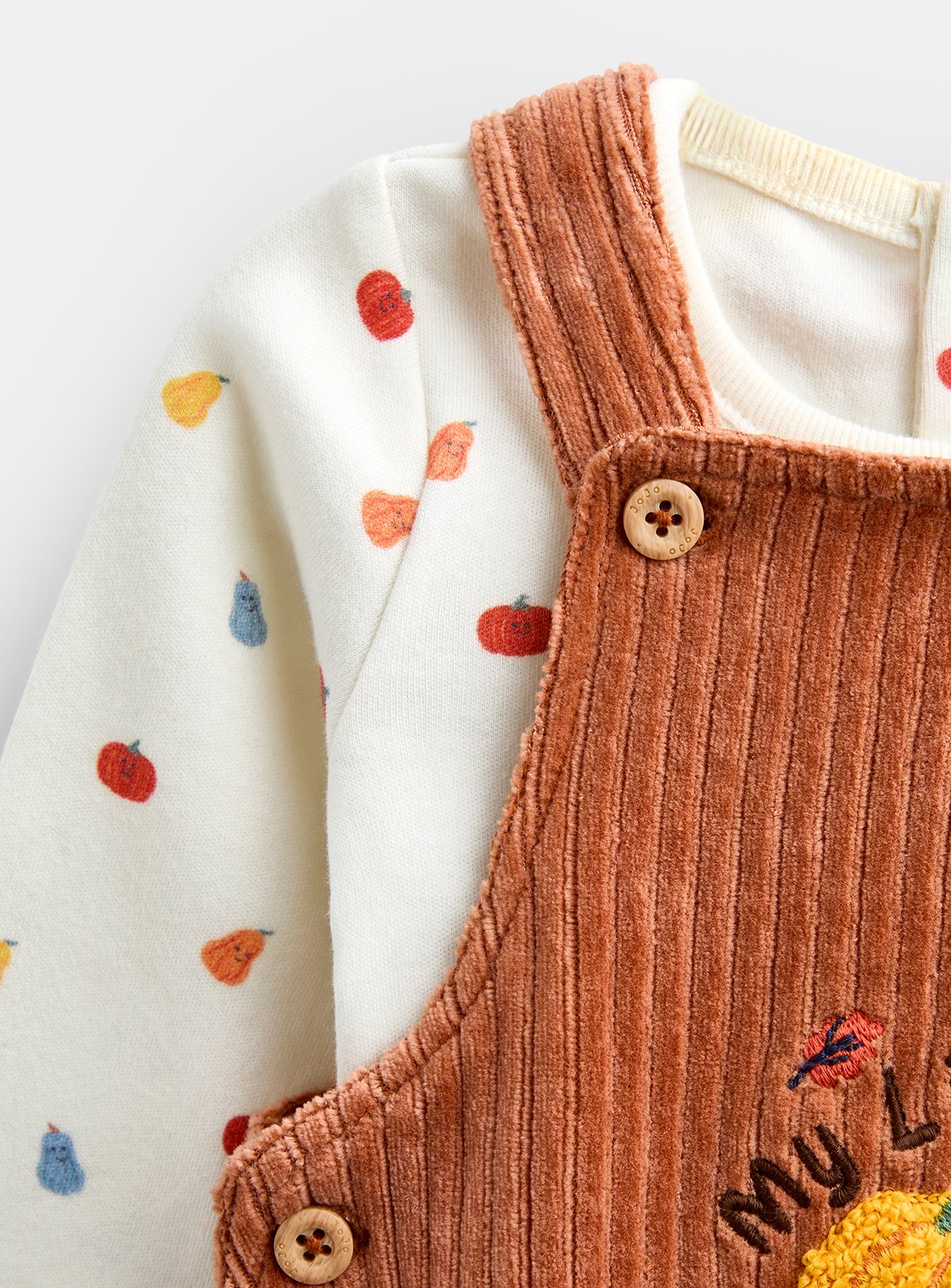JOJO MAMAN BÉBÉ 2 Piece Pumpkin Dungaree Set Orange Up To 3 mths - Image 6 thumbnail