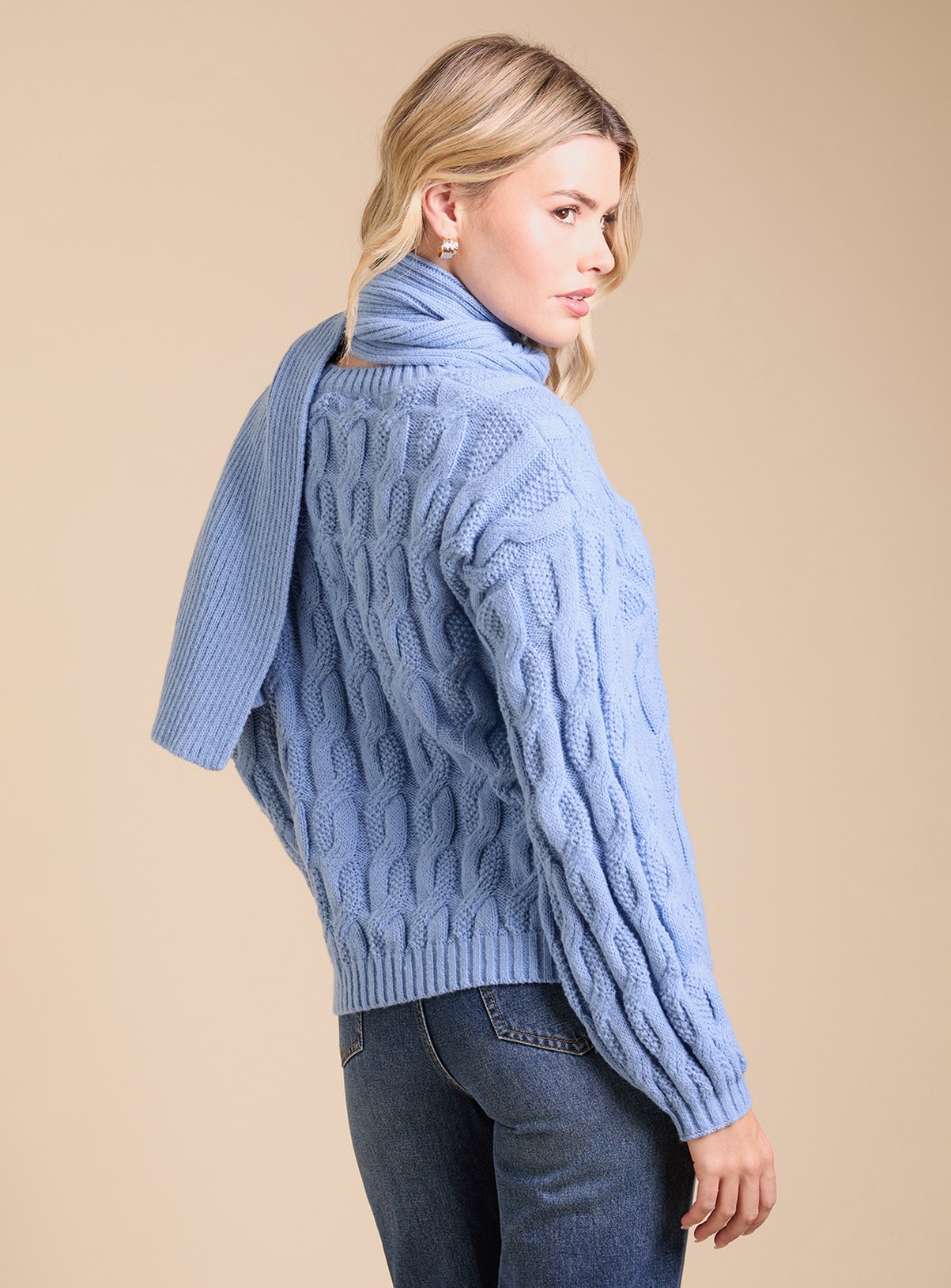 DOROTHY PERKINS Cable Knit Jumper with Detachable Scarf XL - Image 3 thumbnail