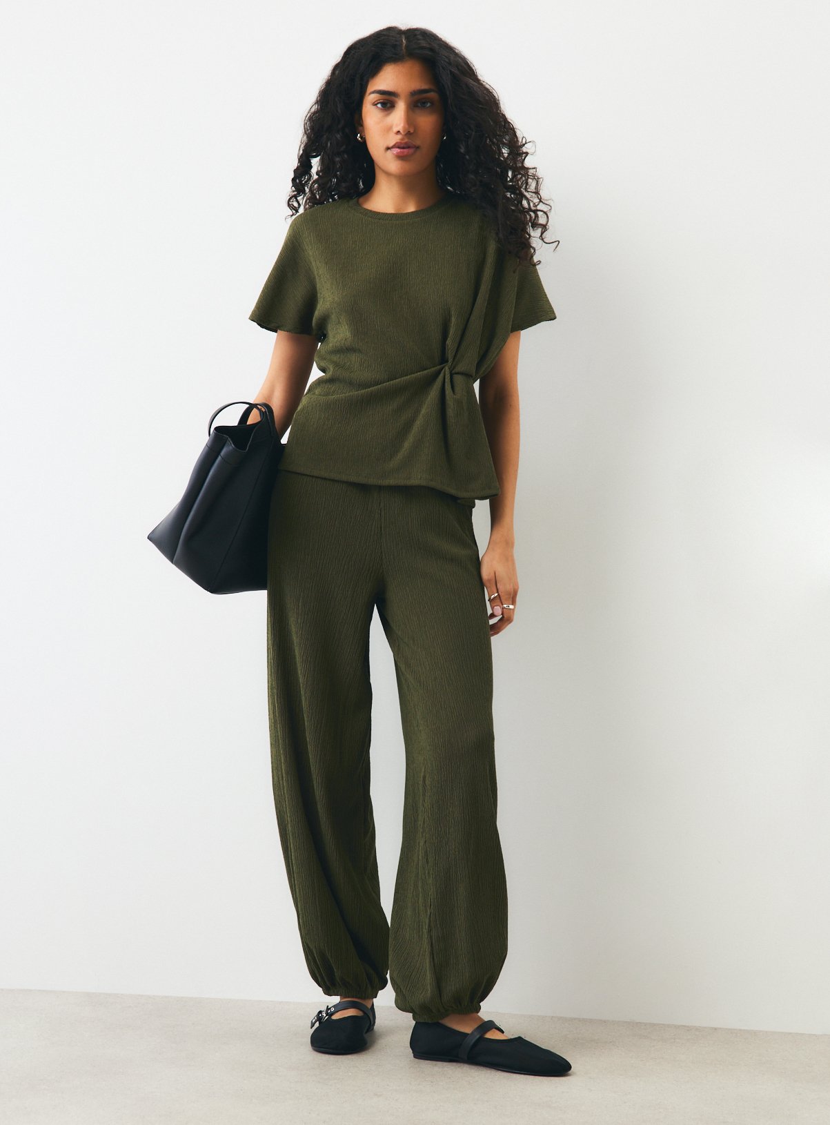 Khaki Side Tie Co-ord Top L - Image 2 thumbnail