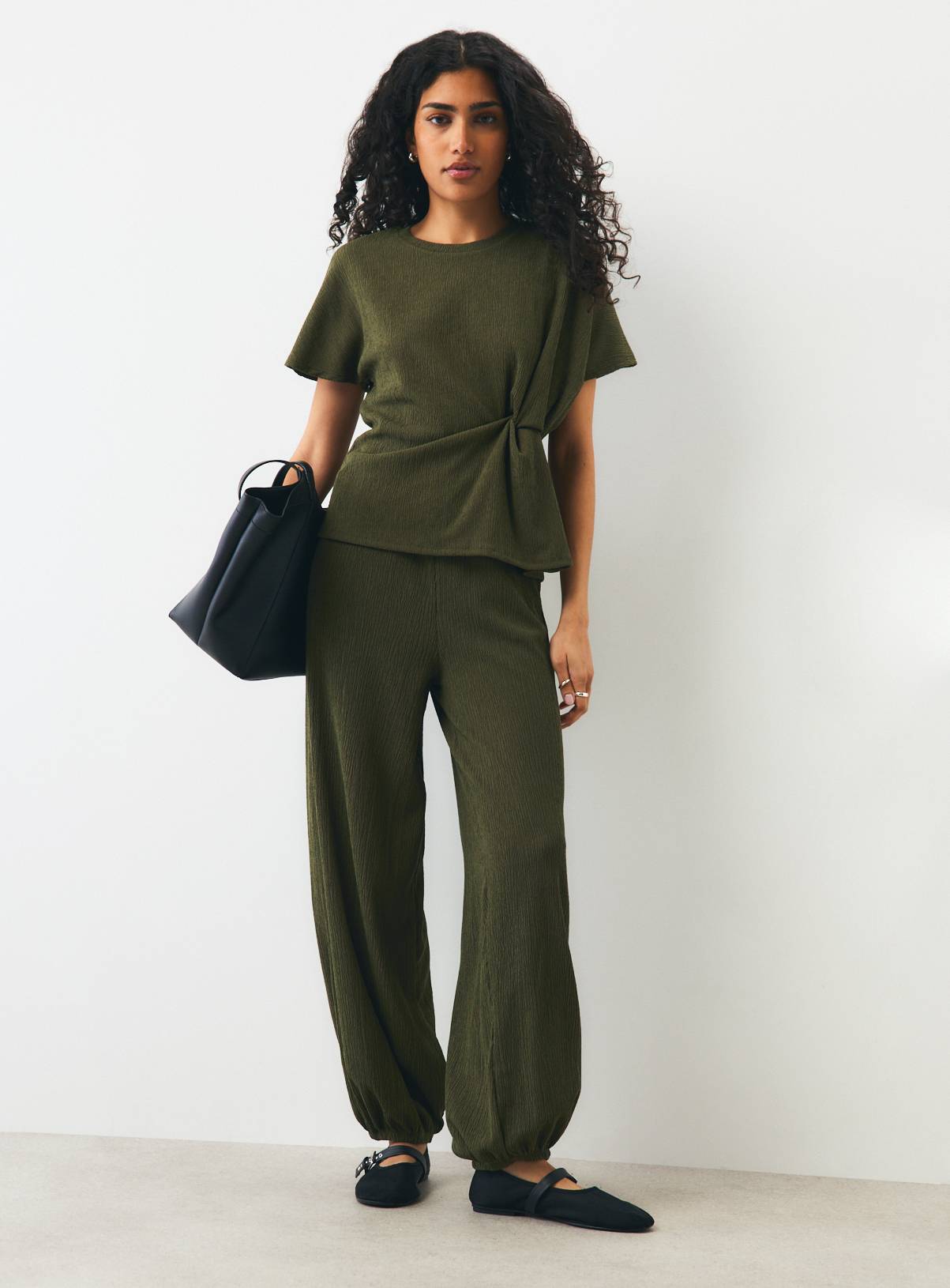 Khaki Side Tie Co-ord Top L - Image 2