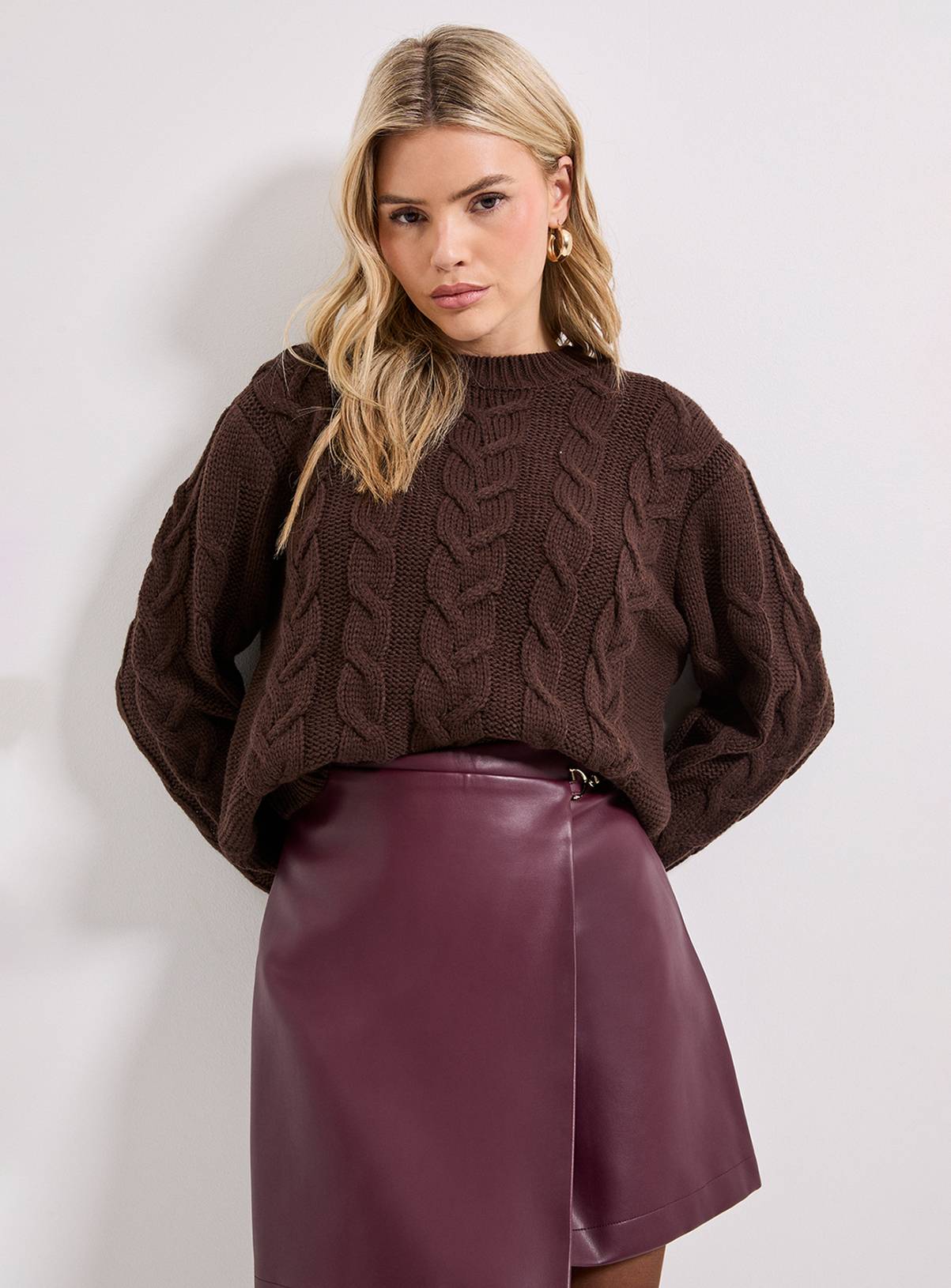 DOROTHY PERKINS Cable Knit Crew Neck Jumper M - Image 1