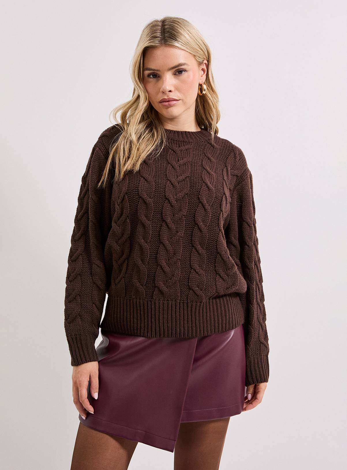DOROTHY PERKINS Cable Knit Crew Neck Jumper M - Image 4