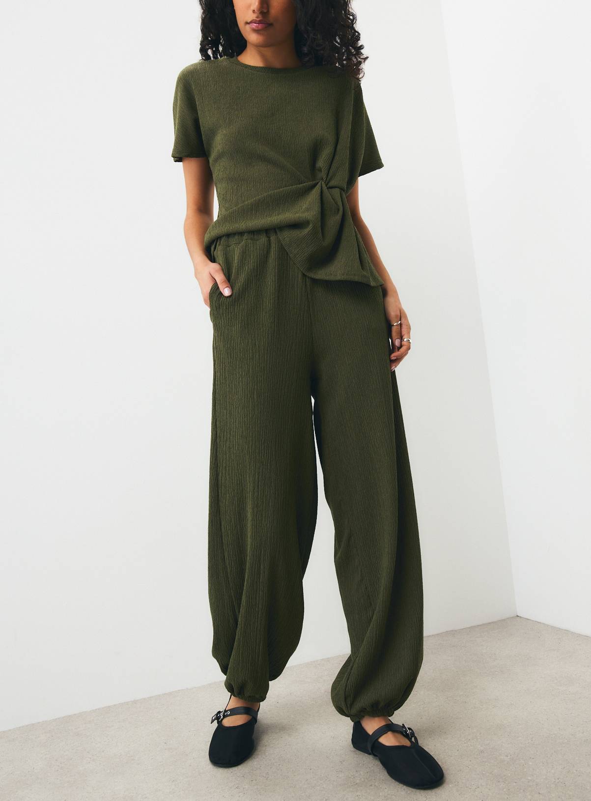 Khaki Balloon Trouser Co-Ord XL - Image 1