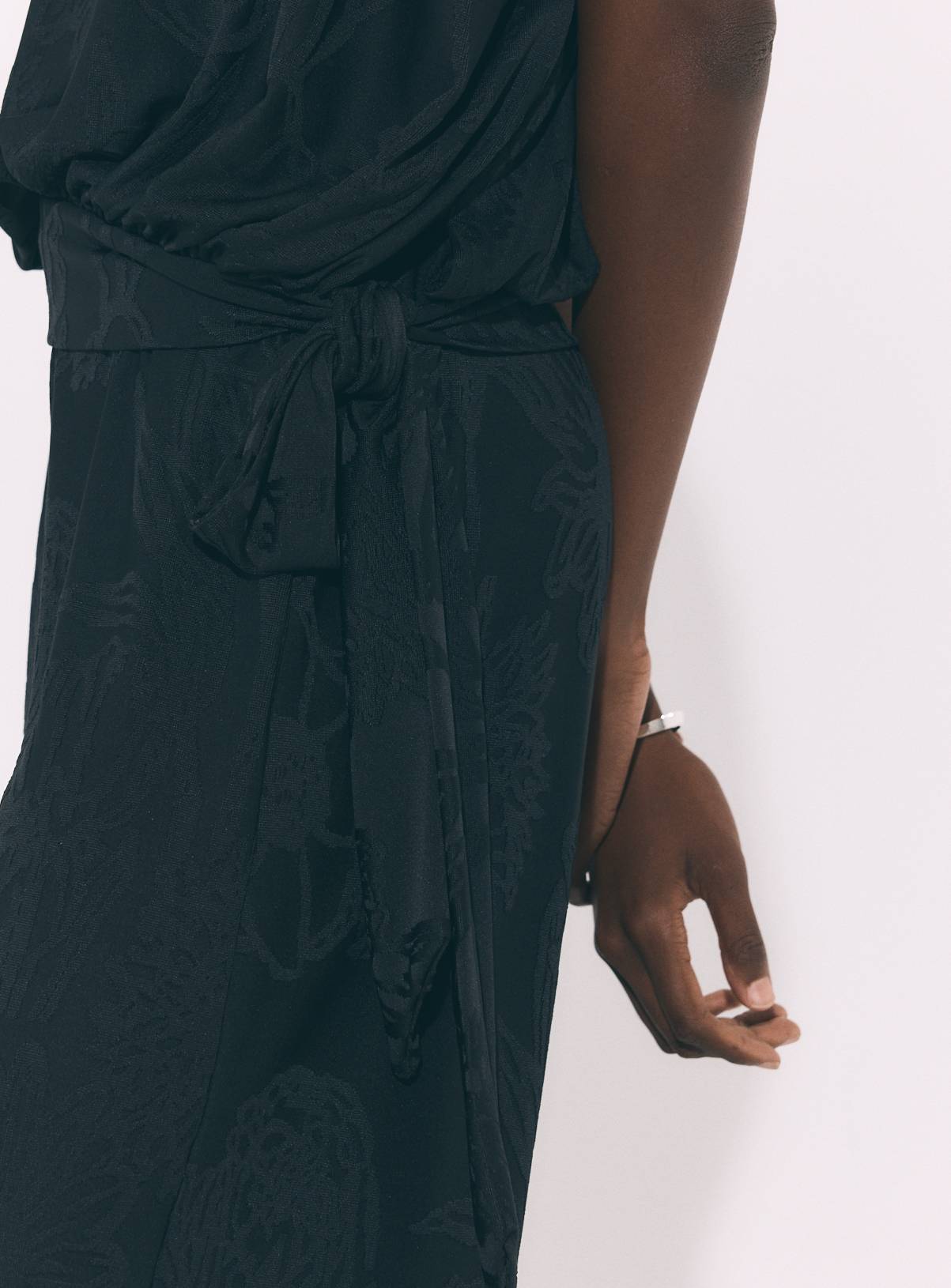 Black Jacquard Tie-Side Top S - Image 3