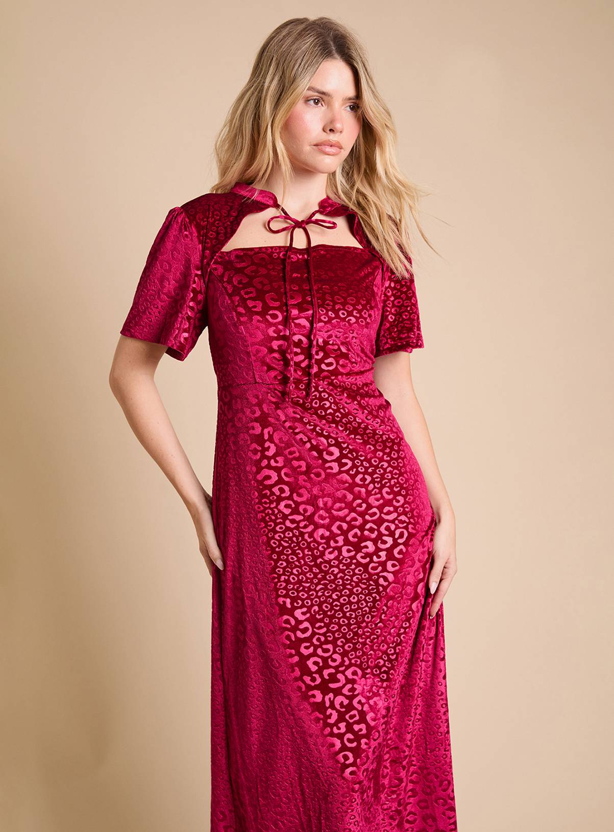 DOROTHY PERKINS Luxe Tie Front Velvet Maxi Dress 12 - Image 2
