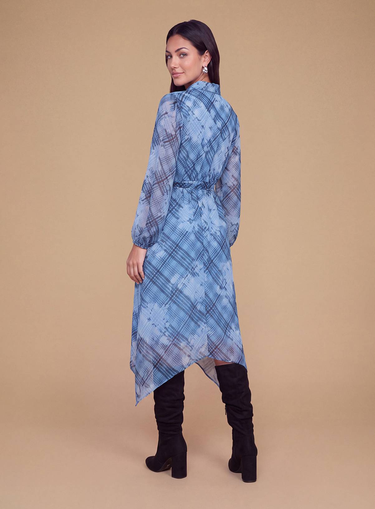 DOROTHY PERKINS Petite Hanky Hem Printed Chiffon Shirt Dress 16 - Image 2