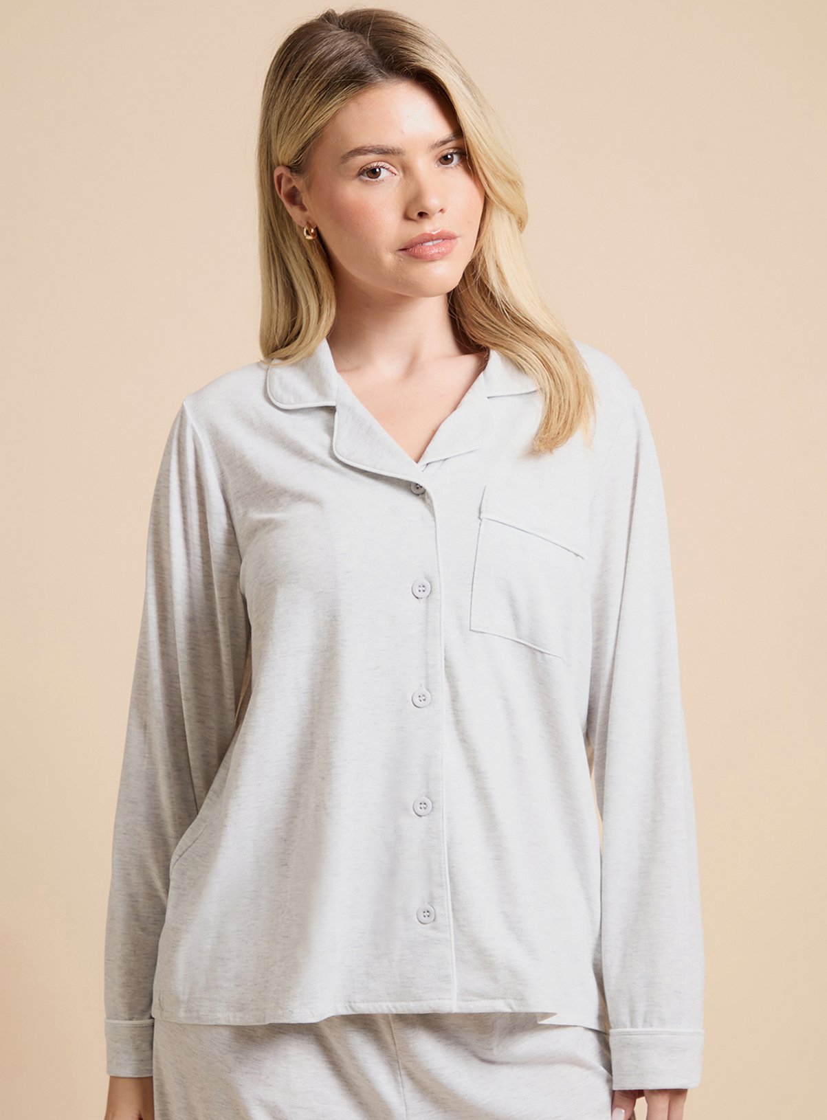 DOROTHY PERKINS Long Sleeve Jersey Pyjama Set Grey L - Image 2 thumbnail