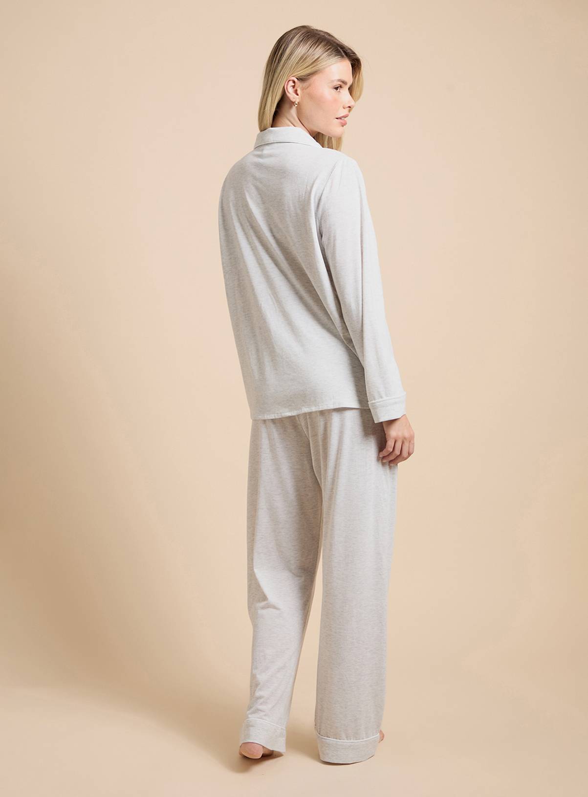 DOROTHY PERKINS Long Sleeve Jersey Pyjama Set Grey L - Image 3