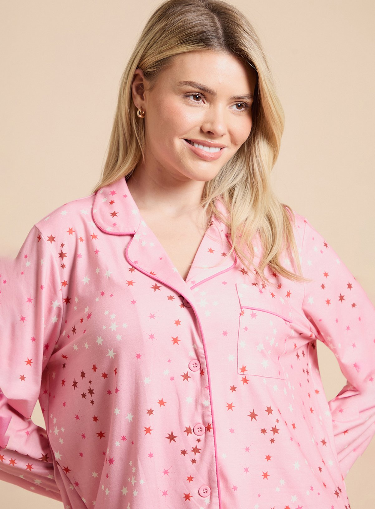 DOROTHY PERKINS Christmas Nightwear Tipped Long Sleeve Pyjama Set M - Image 2 thumbnail