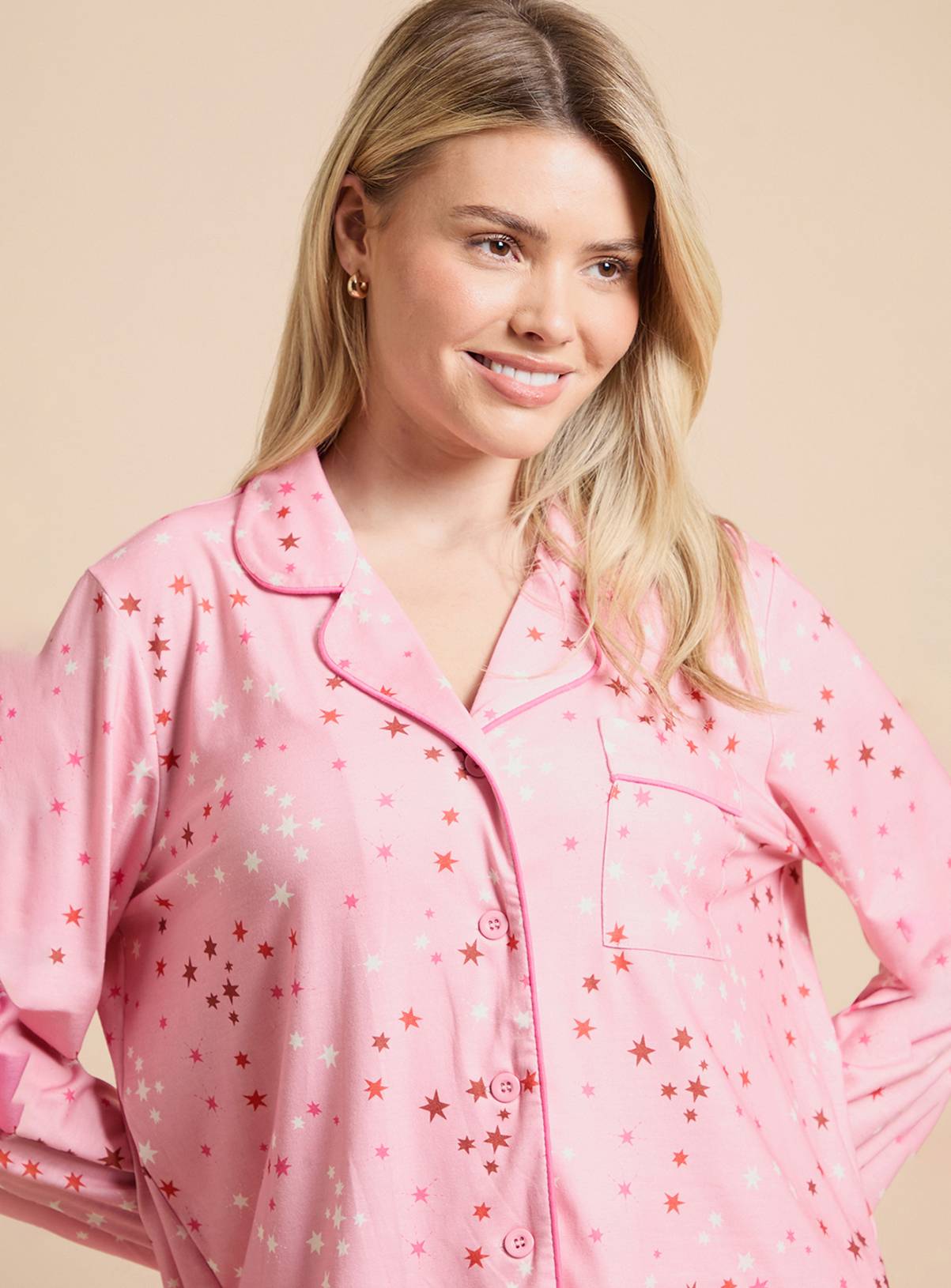 DOROTHY PERKINS Christmas Nightwear Tipped Long Sleeve Pyjama Set M - Image 2