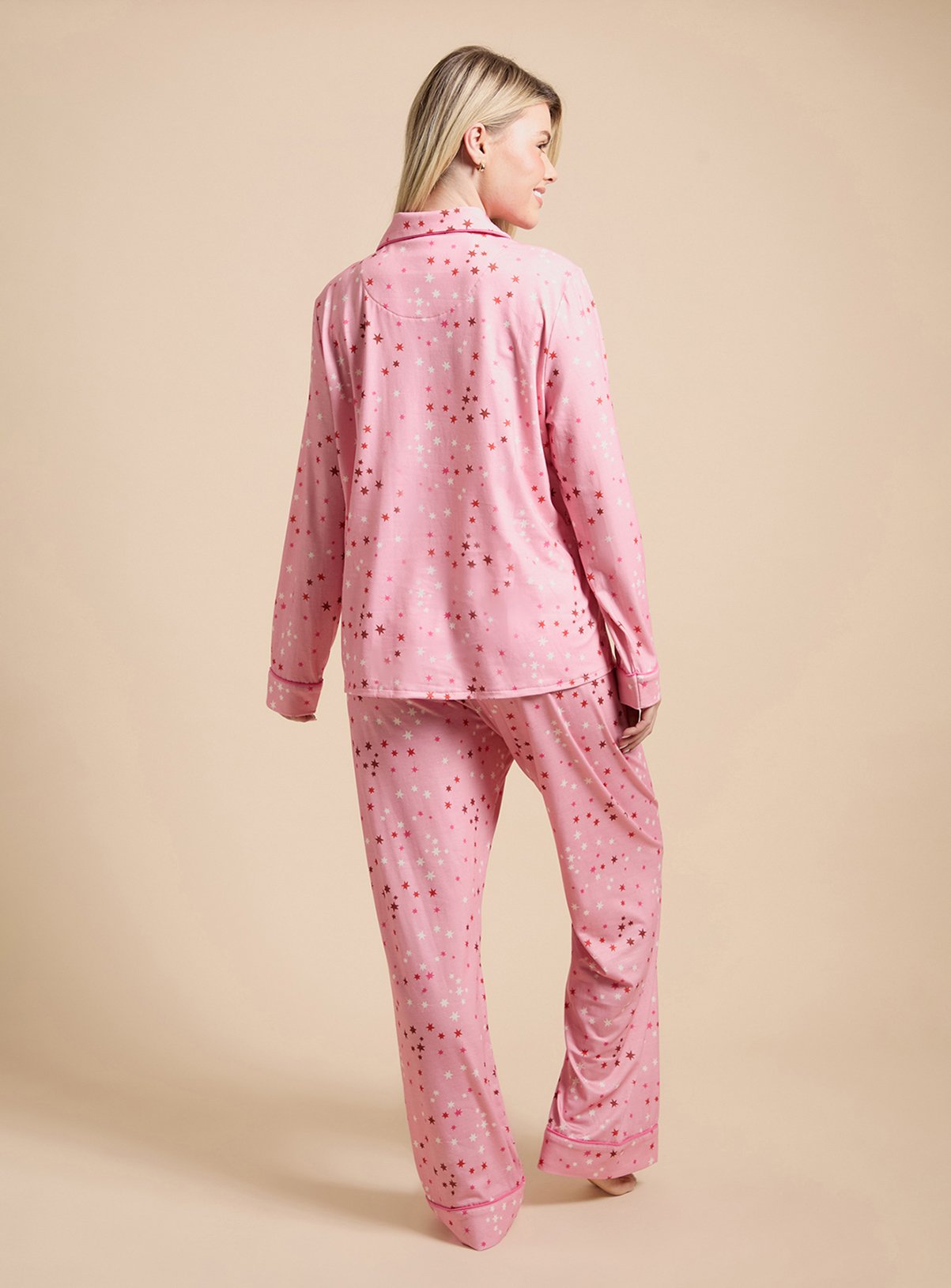 DOROTHY PERKINS Christmas Nightwear Tipped Long Sleeve Pyjama Set M - Image 3 thumbnail