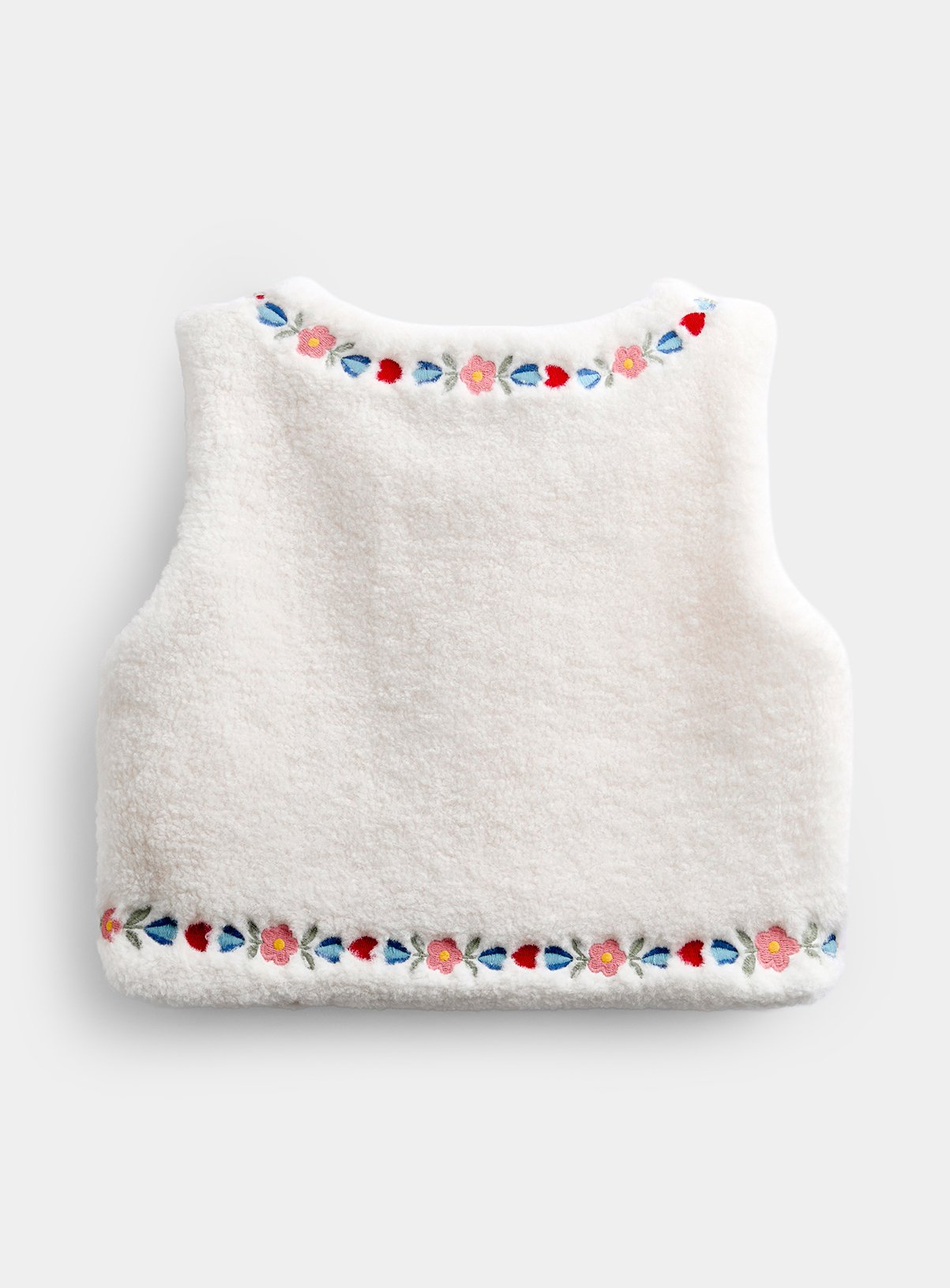 JOJO MAMAN BÉBÉ Embroidered Fleece Gilet Cream 4-5 Years - Image 2 thumbnail