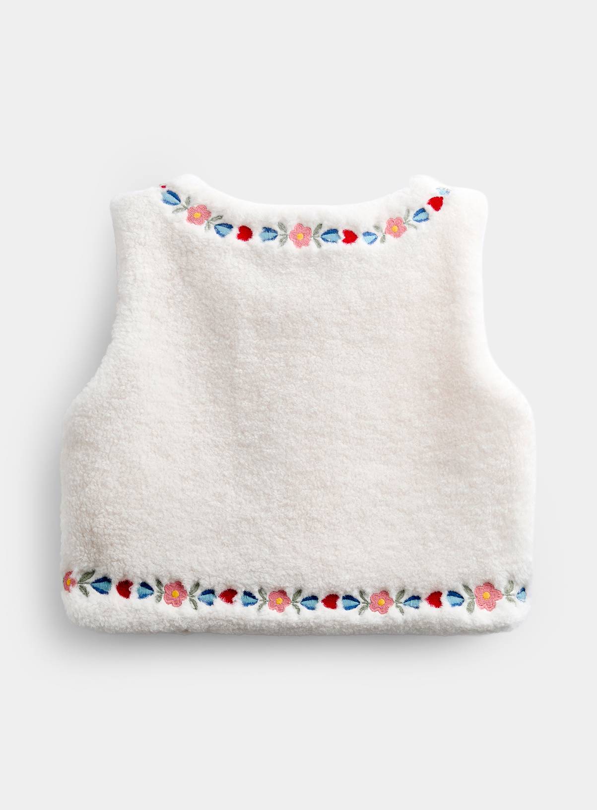 JOJO MAMAN BÉBÉ Embroidered Fleece Gilet Cream 4-5 Years - Image 2