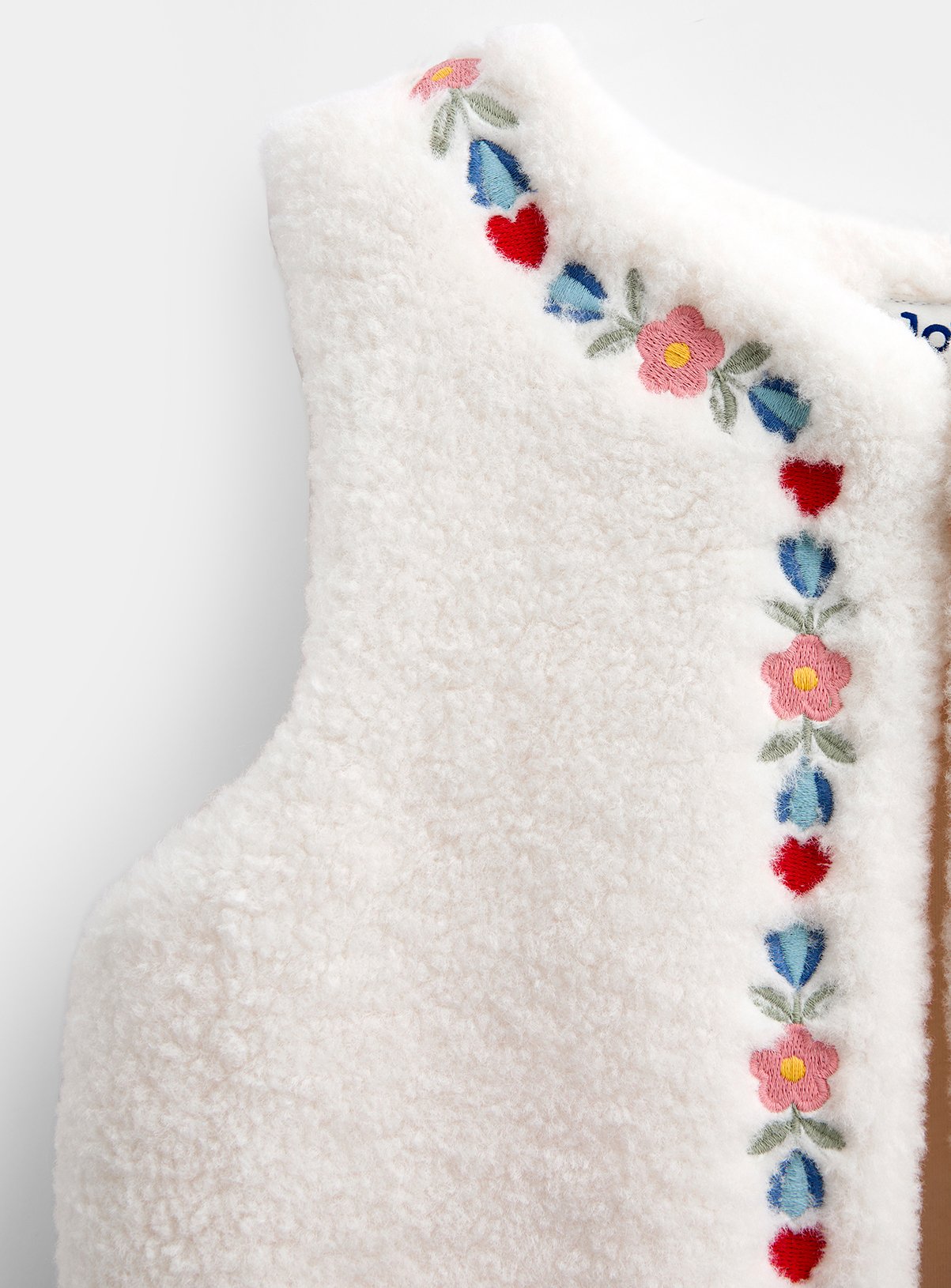 JOJO MAMAN BÉBÉ Embroidered Fleece Gilet Cream 4-5 Years - Image 3 thumbnail