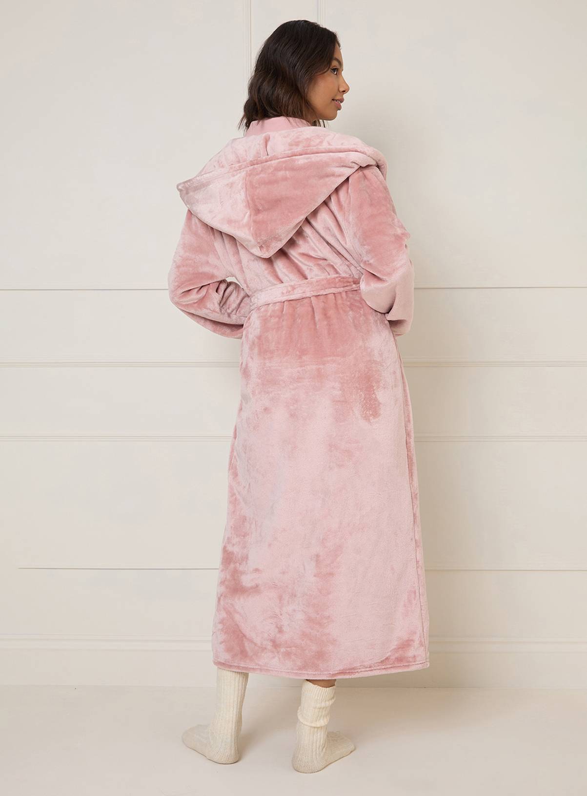 DOROTHY PERKINS Velour Hooded Dressing Gown XL - Image 3