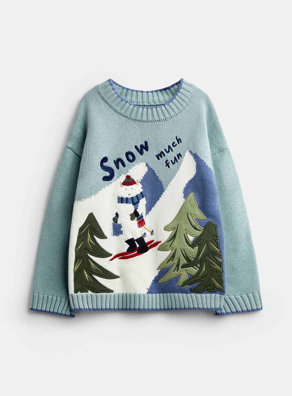 JOJO MAMAN BÉBÉ Yeti Mountain Scene Jumper Blue Marl 18-24 months - Image 1