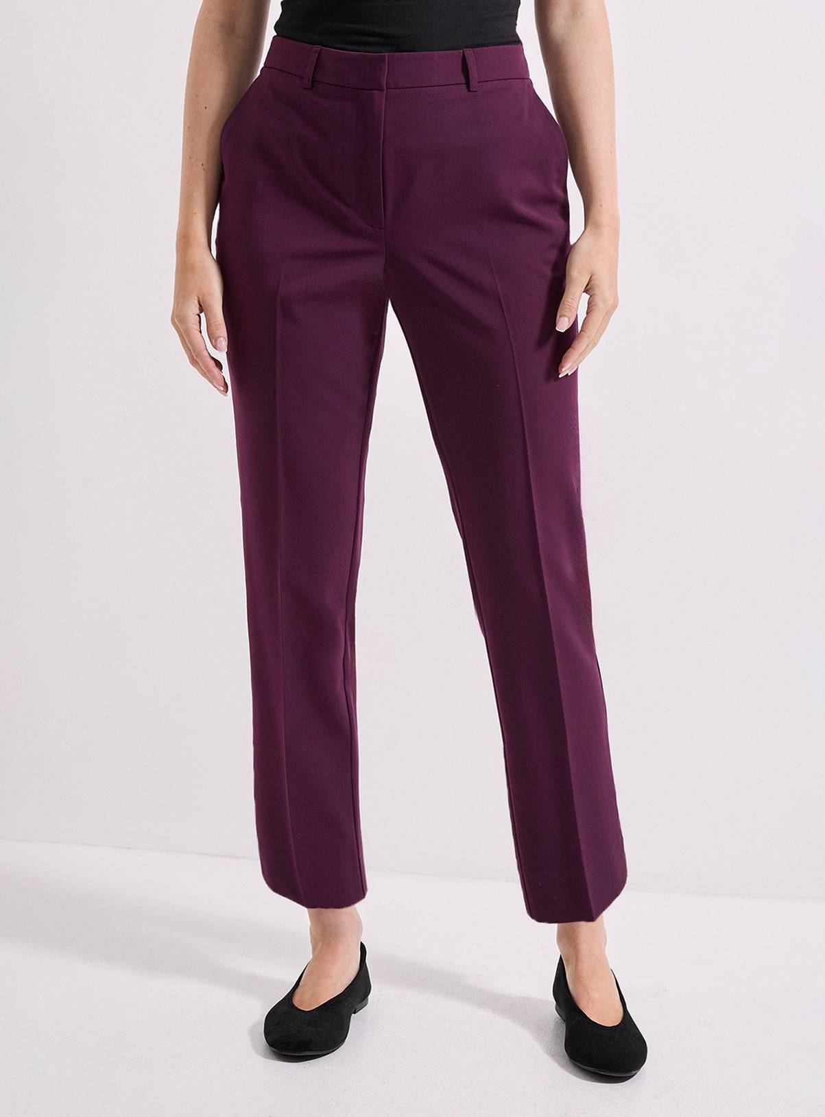 DOROTHY PERKINS Slim Leg Tailored Ankle Grazer Trouser Plum 14 - Image 1