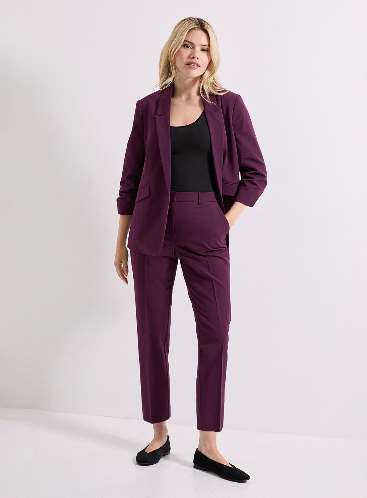 DOROTHY PERKINS Slim Leg Tailored Ankle Grazer Trouser Plum 14 - Image 4 thumbnail