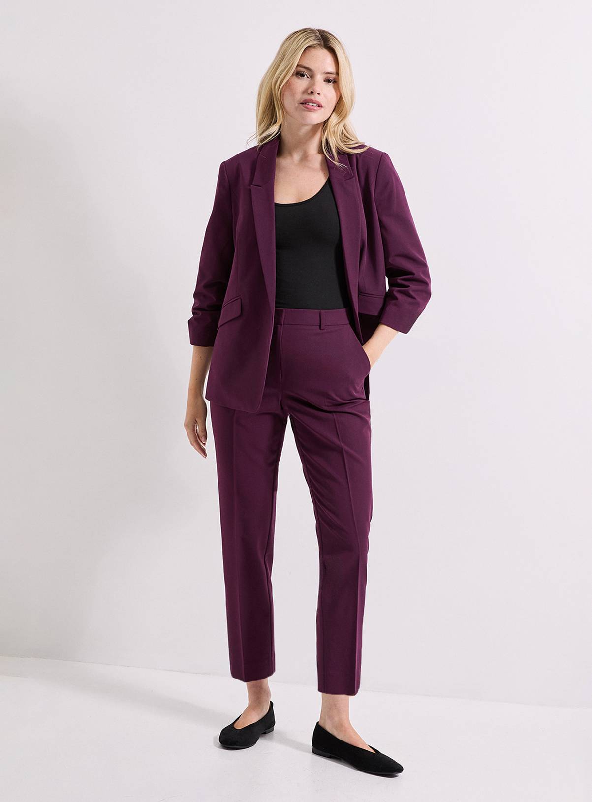 DOROTHY PERKINS Slim Leg Tailored Ankle Grazer Trouser Plum 14 - Image 4
