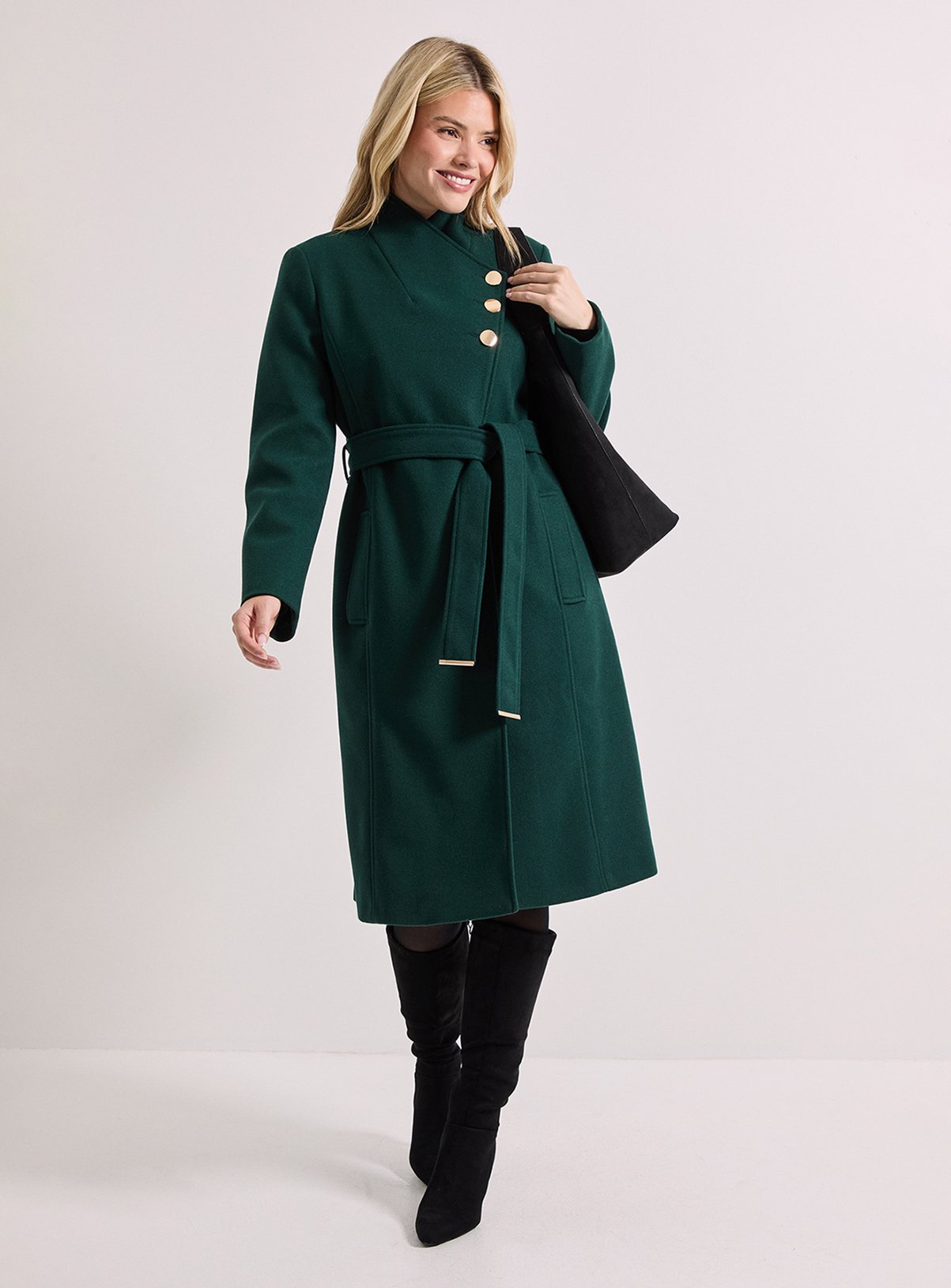 DOROTHY PERKINS Funnel Neck Belted Coat 12 - Image 1 thumbnail