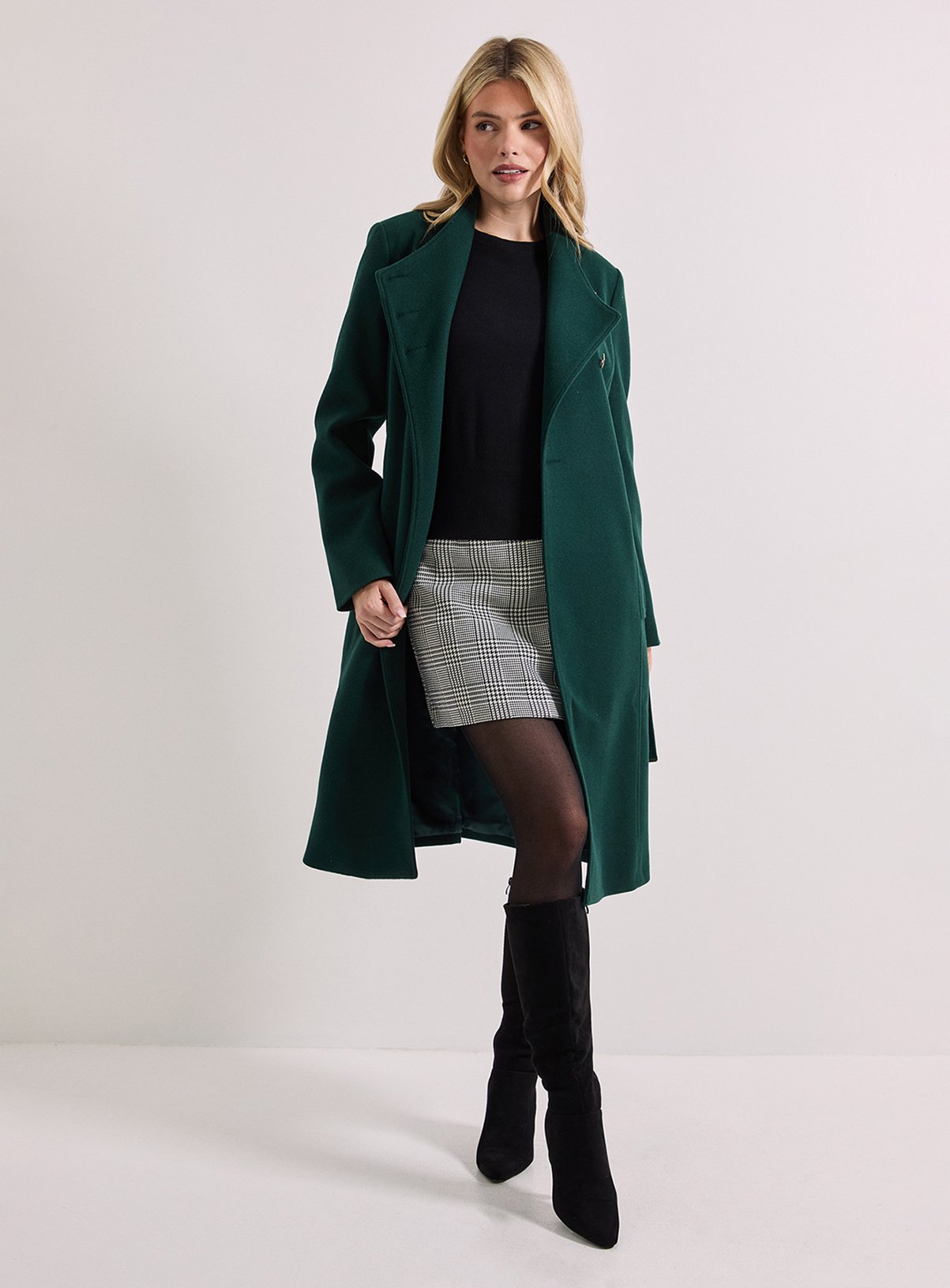 DOROTHY PERKINS Funnel Neck Belted Coat 12 - Image 2 thumbnail