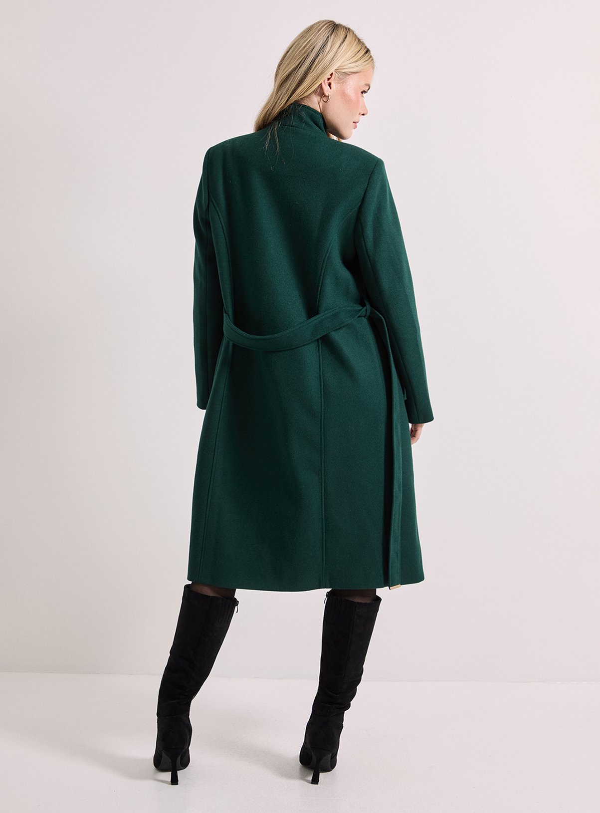 DOROTHY PERKINS Funnel Neck Belted Coat 12 - Image 3 thumbnail