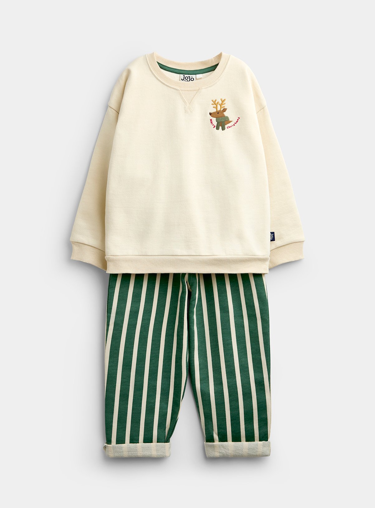 JOJO MAMAN BÉBÉ Santa Snacks Sweatshirt & Jogger Set Ecru 2-3 Years - Image 1 thumbnail