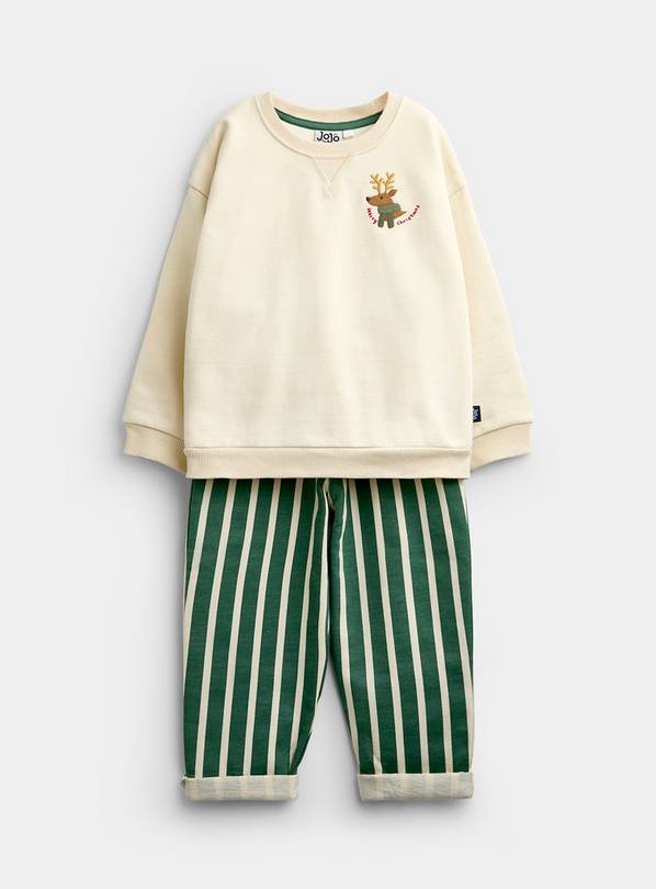 JOJO MAMAN BÉBÉ Santa Snacks Sweatshirt & Jogger Set Ecru 2-3 Years