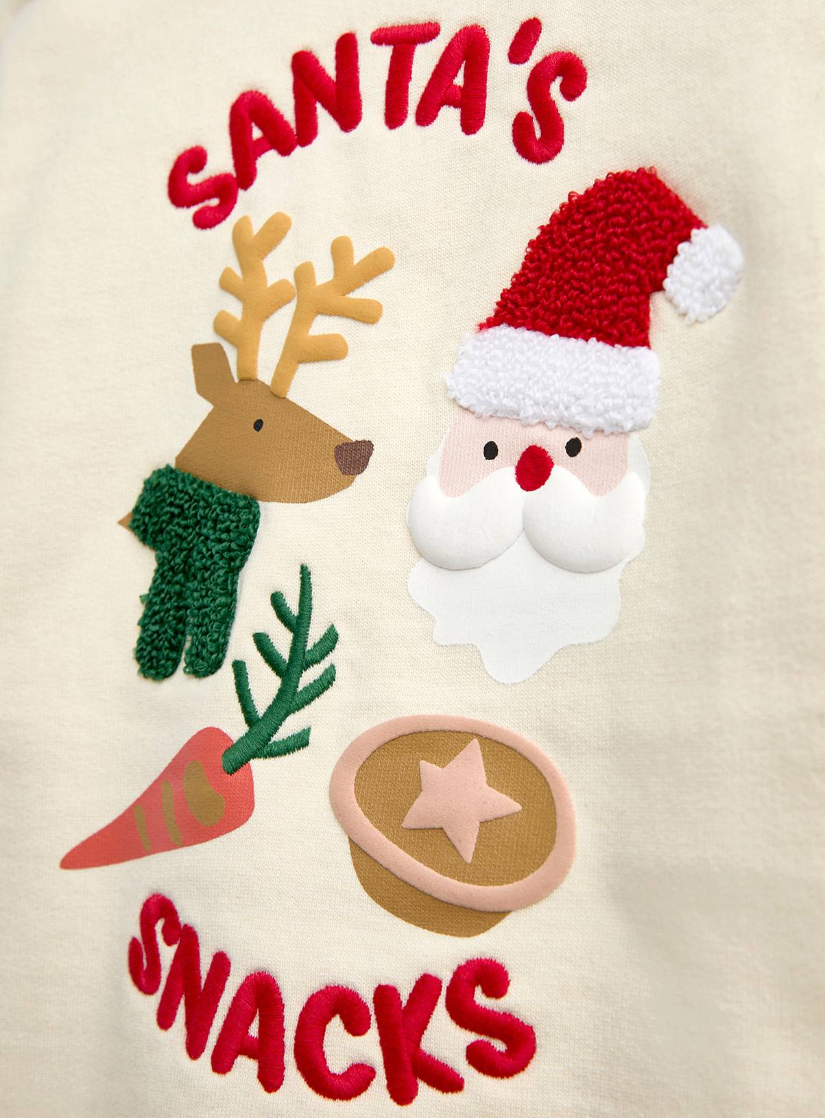 JOJO MAMAN BÉBÉ Santa Snacks Sweatshirt & Jogger Set Ecru 2-3 Years - Image 6
