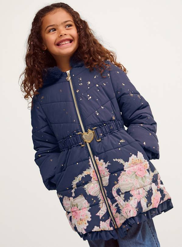 MONSOON Aurora Floral Print Puffer Coat 3-4 Years